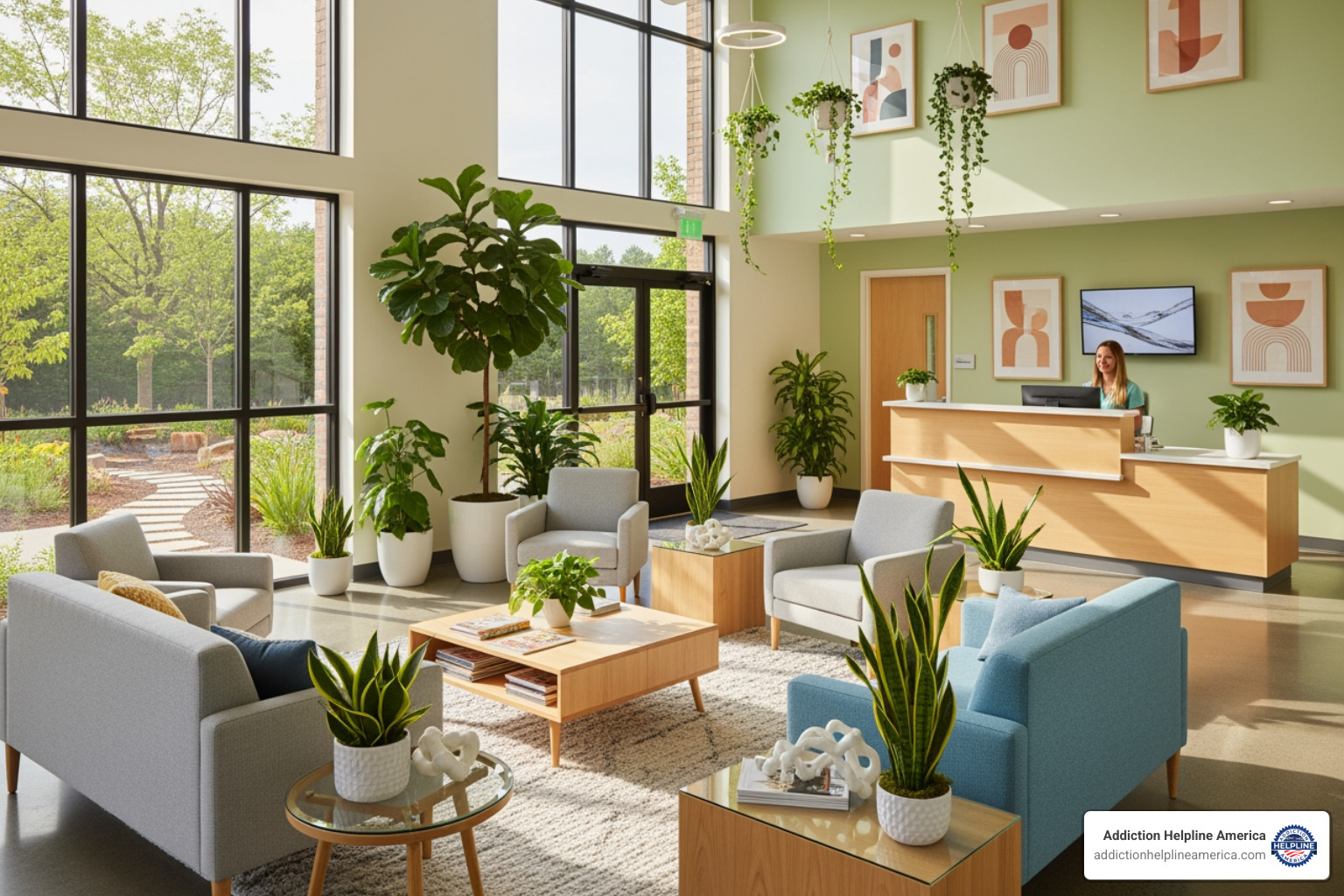 A welcoming and modern reception area or common space within a rehab facility, featuring comfortable seating and natural light. - 30 day inpatient rehab programs near new albany A welcoming and modern reception area or common space within a rehab facility, featuring comfortable seating and natural light. - 30 day inpatient rehab programs near new albany