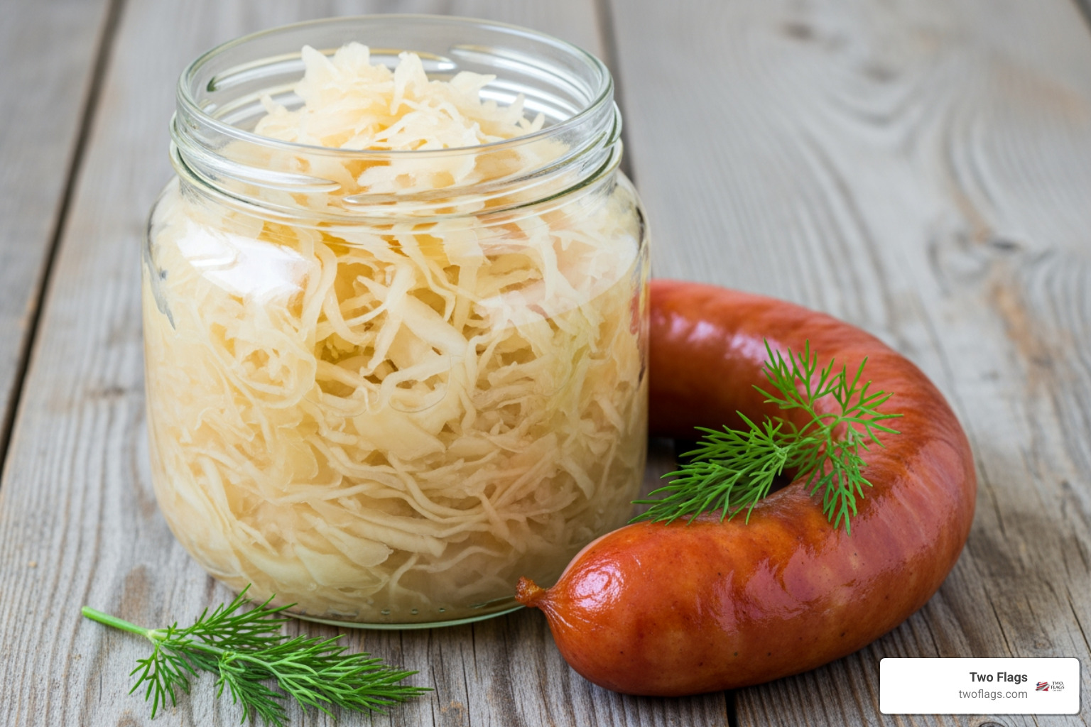 essential Polish ingredients like a jar of sauerkraut, a link of kielbasa, and fresh dill - authentic Polish recipe essential Polish ingredients like a jar of sauerkraut, a link of kielbasa, and fresh dill - authentic Polish recipe