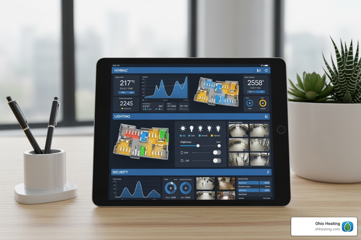 Building automation system dashboard on a tablet - commercial heating and cooling columbus ohio