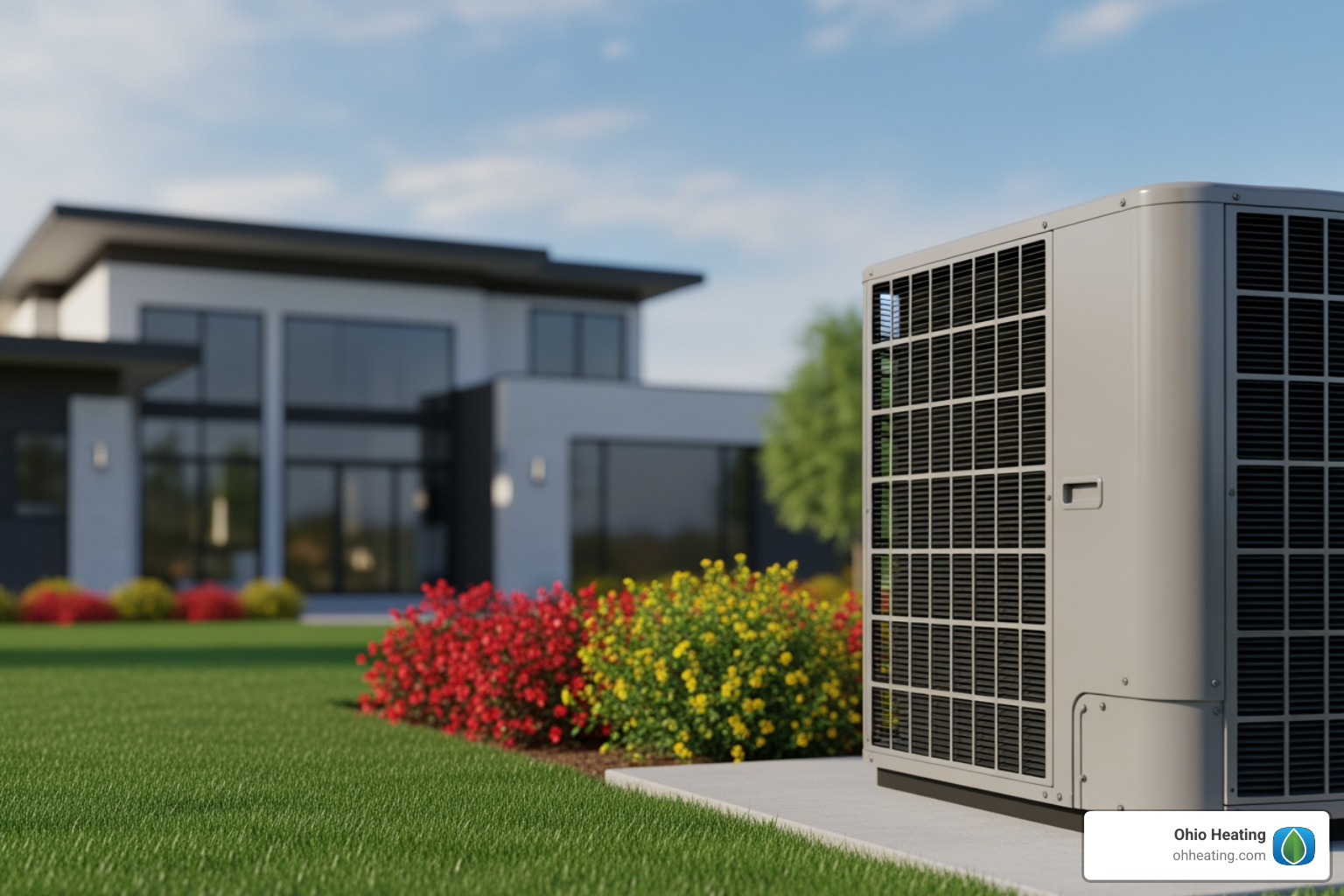 Modern, clean outdoor central air conditioner unit - quality air conditioning Modern, clean outdoor central air conditioner unit - quality air conditioning