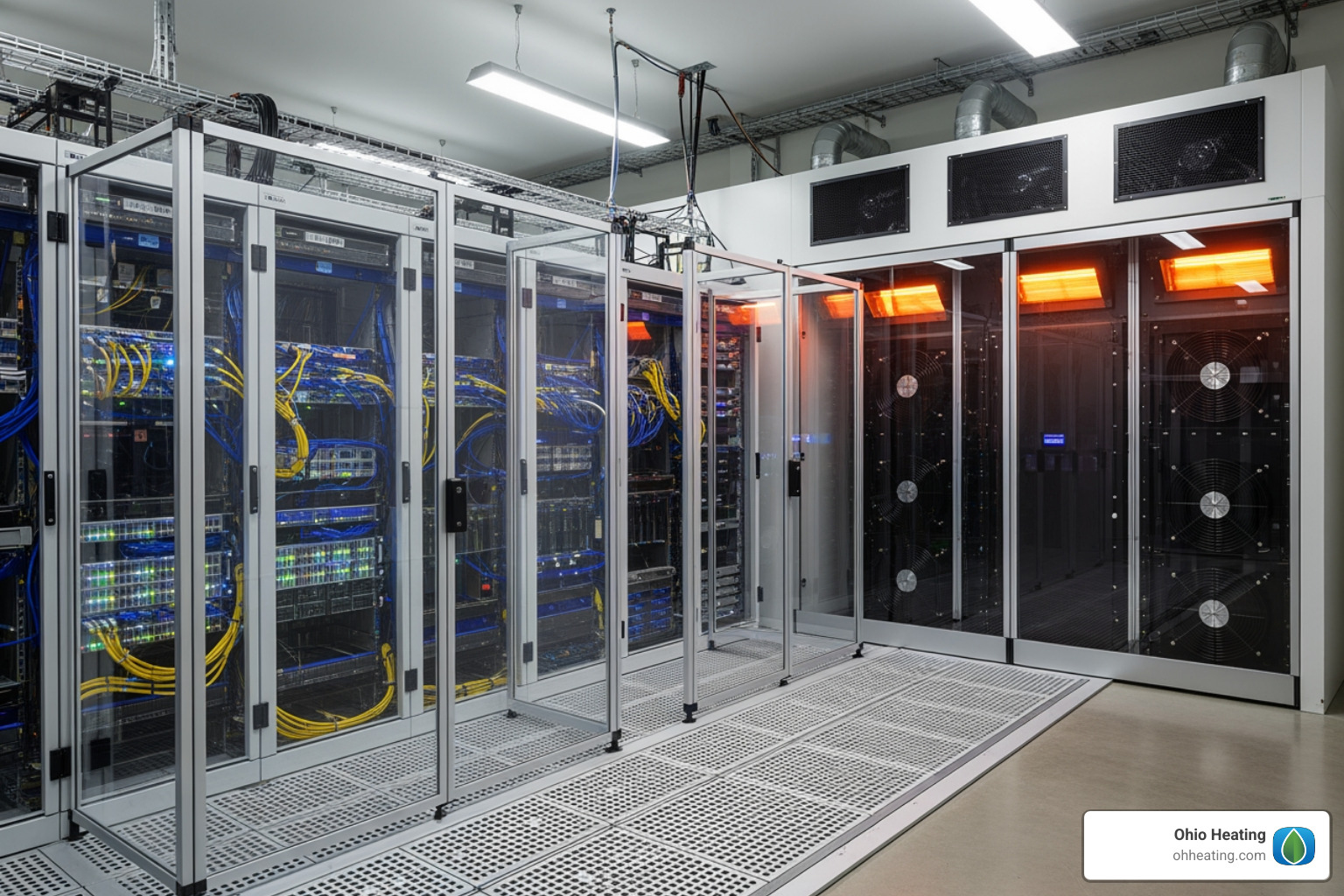 Hot aisle/cold aisle configuration in a data center - Data center HVAC maintenance