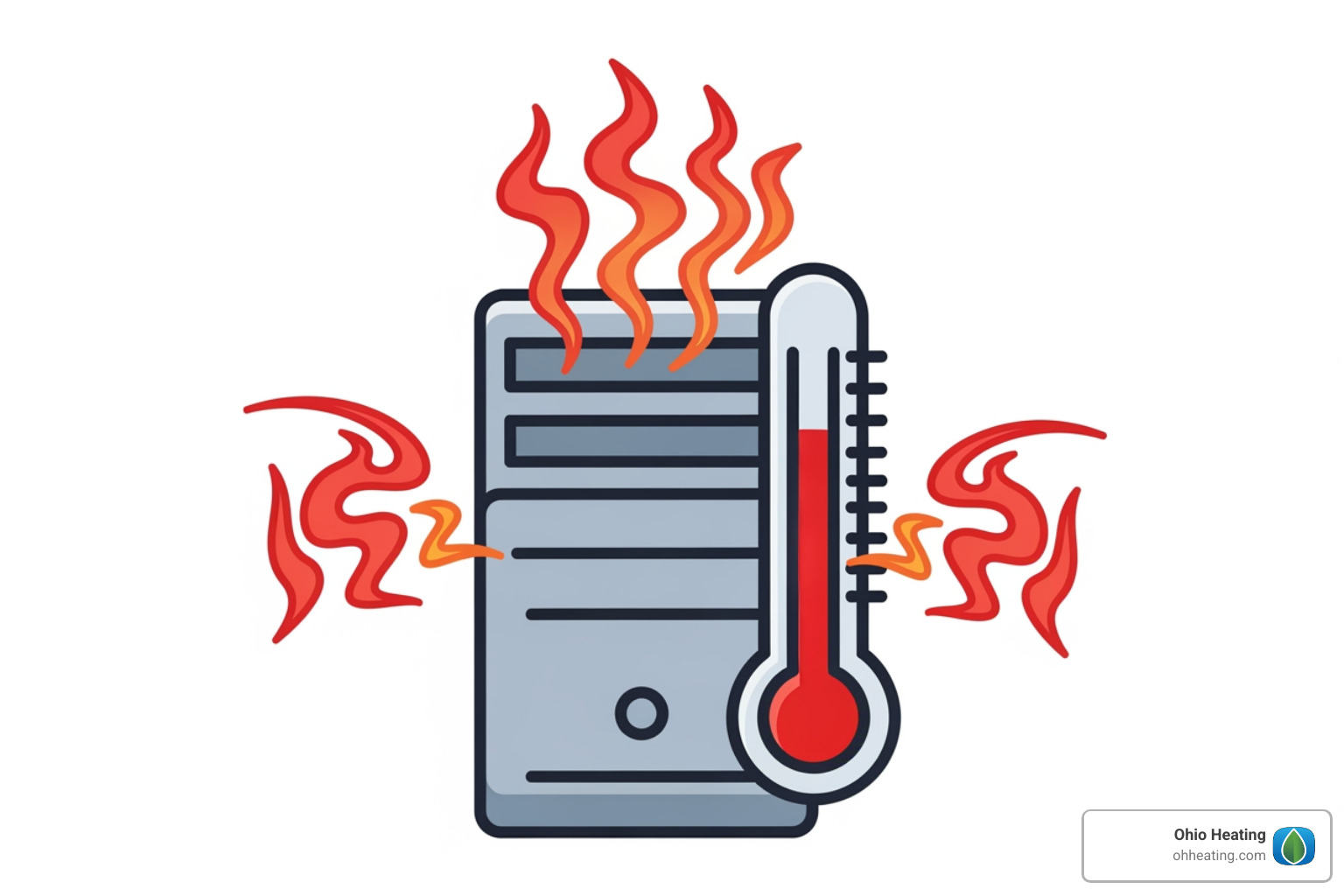 Server overheating warning icon - Data center HVAC maintenance