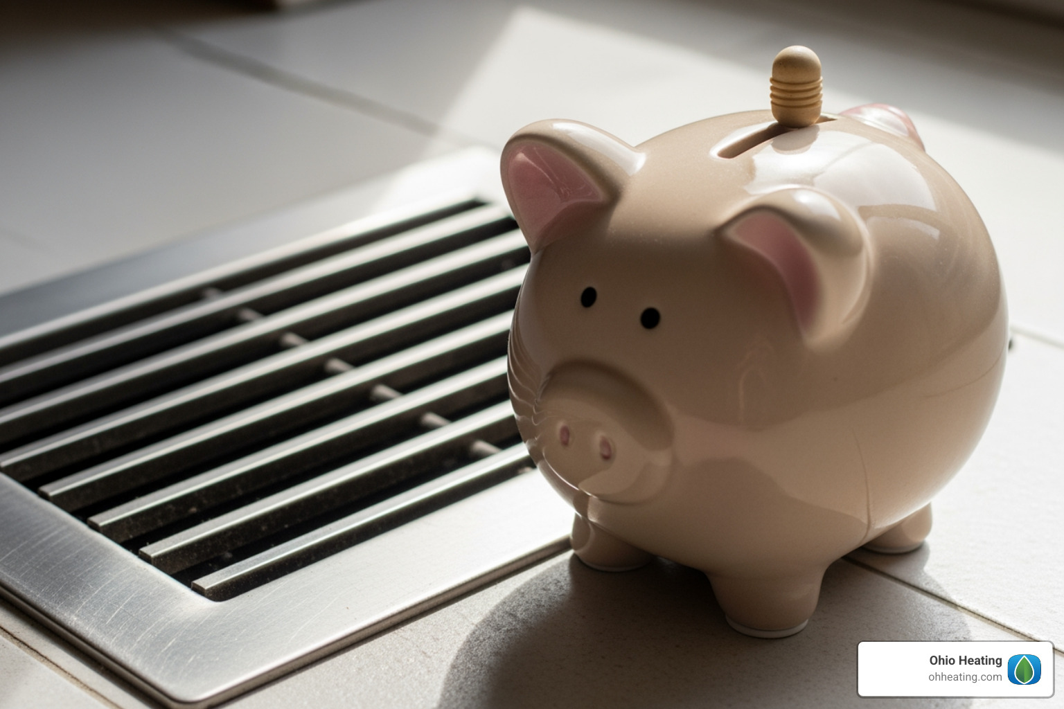 Piggy bank next to an air vent - HVAC service plans pricing