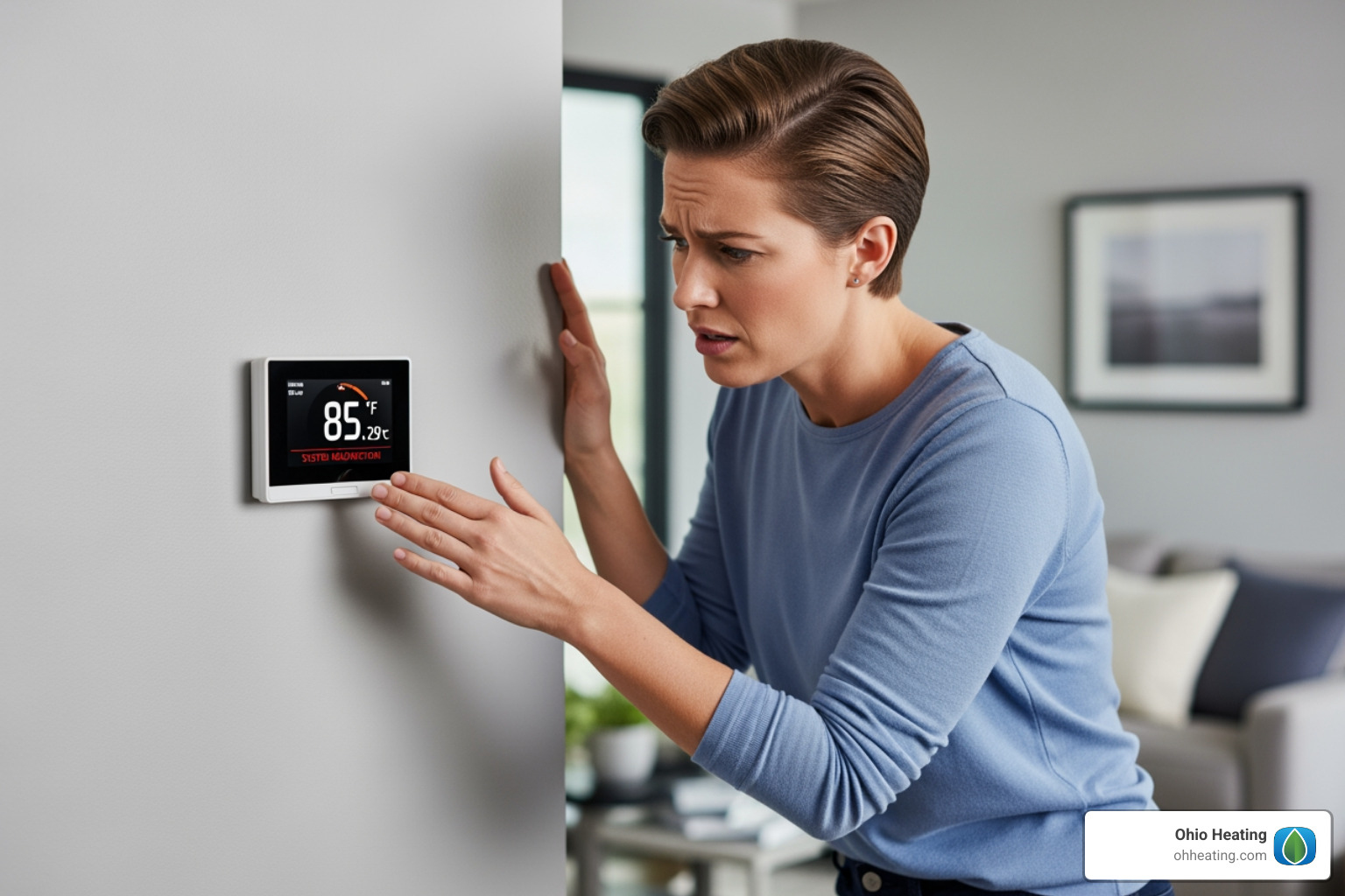 a homeowner looking concerned at their thermostat - ac maintenance plan near me a homeowner looking concerned at their thermostat - ac maintenance plan near me