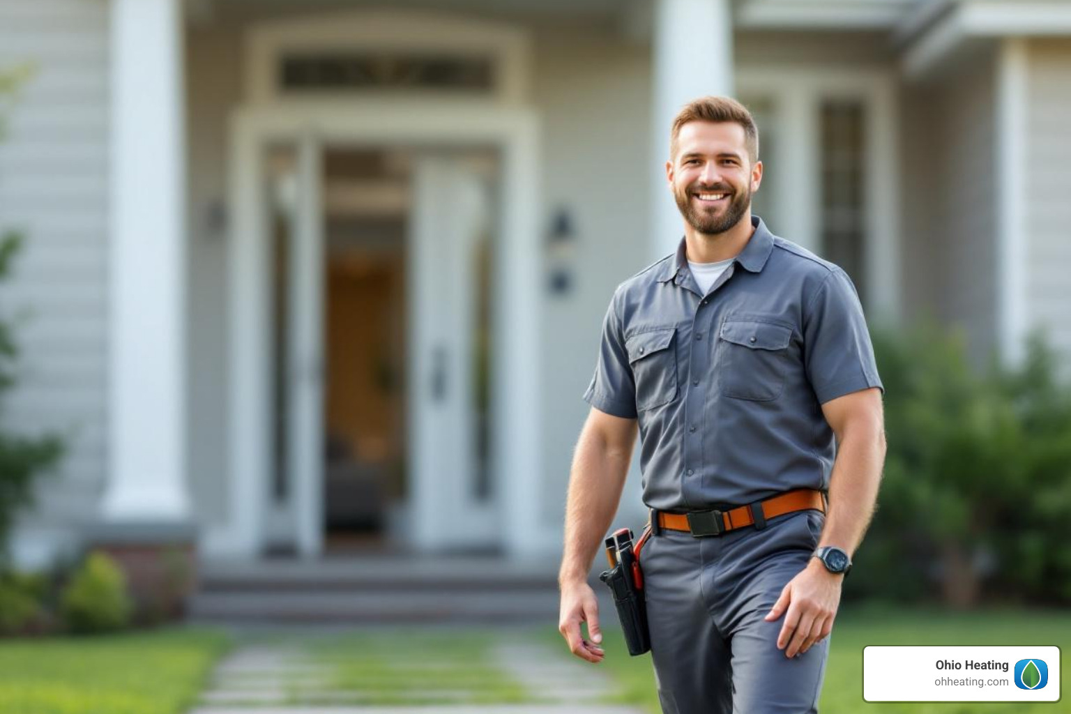 friendly, professional technician arriving at a home - emergency heating and air conditioning repair columbus ohio friendly, professional technician arriving at a home - emergency heating and air conditioning repair columbus ohio