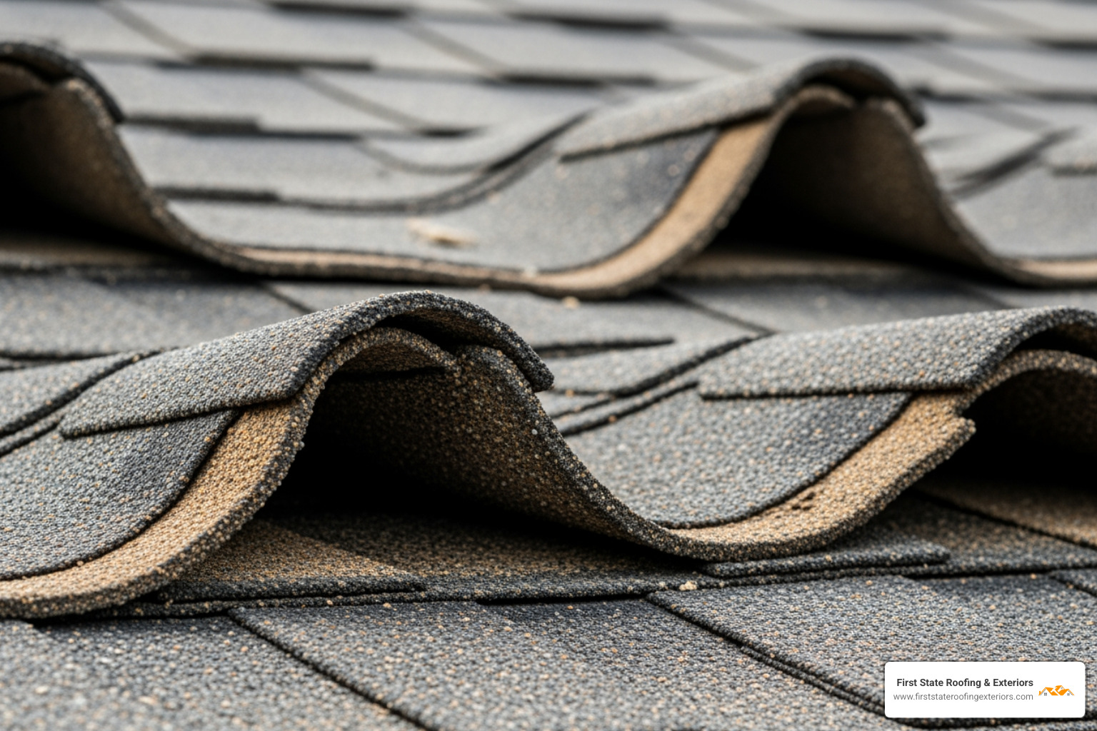 damaged roof showing curled shingles and granule loss - roofing services seaford de damaged roof showing curled shingles and granule loss - roofing services seaford de