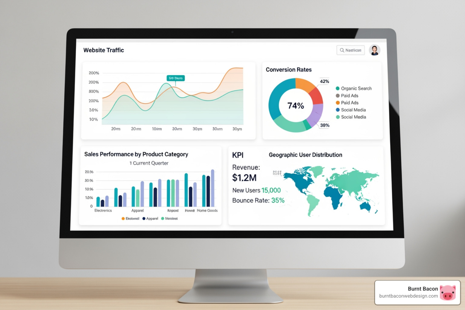 Analytics dashboard showing website performance metrics - cro services utah