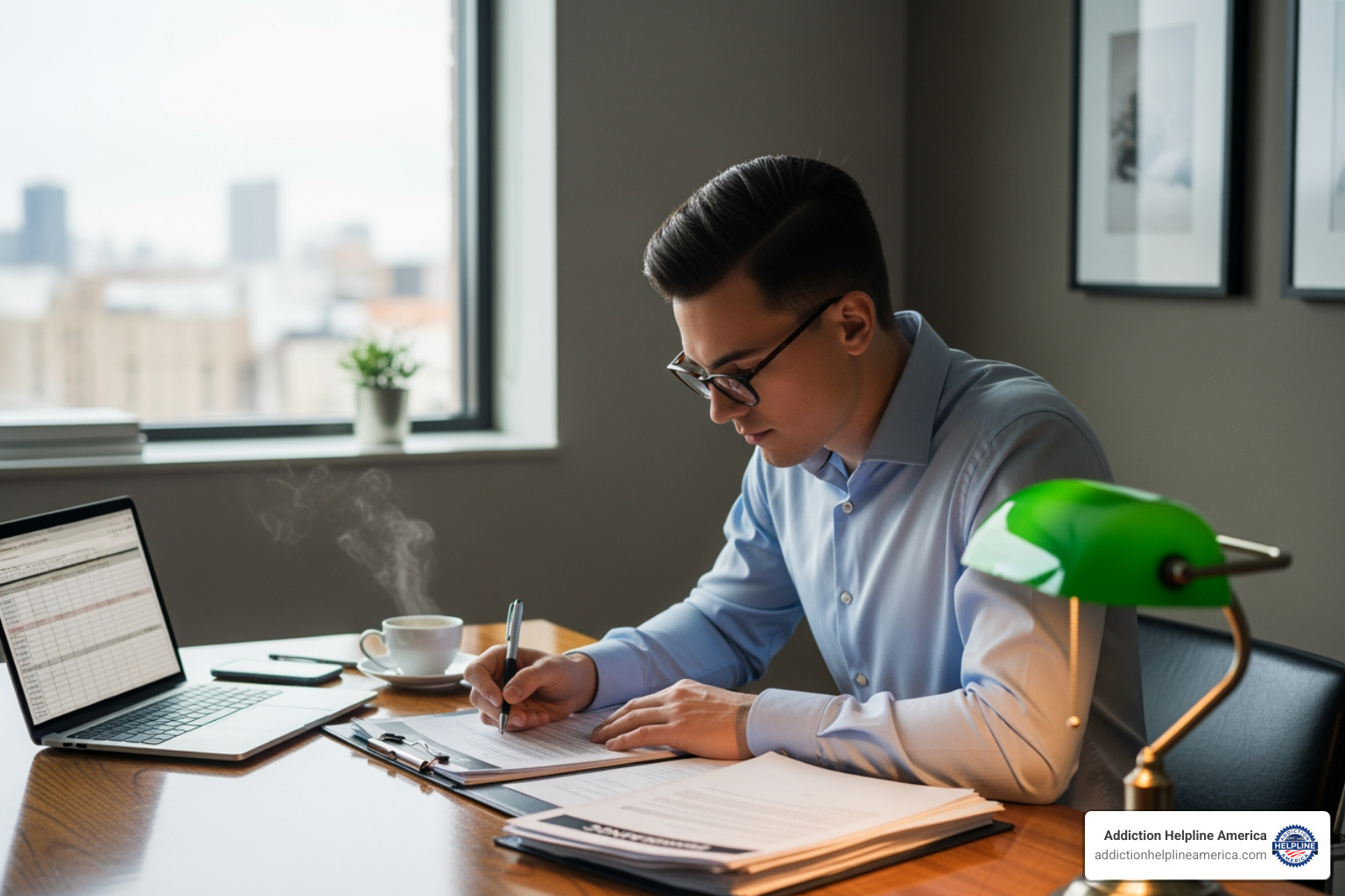 person reviewing insurance documents - alcohol rehab inpatient residential program