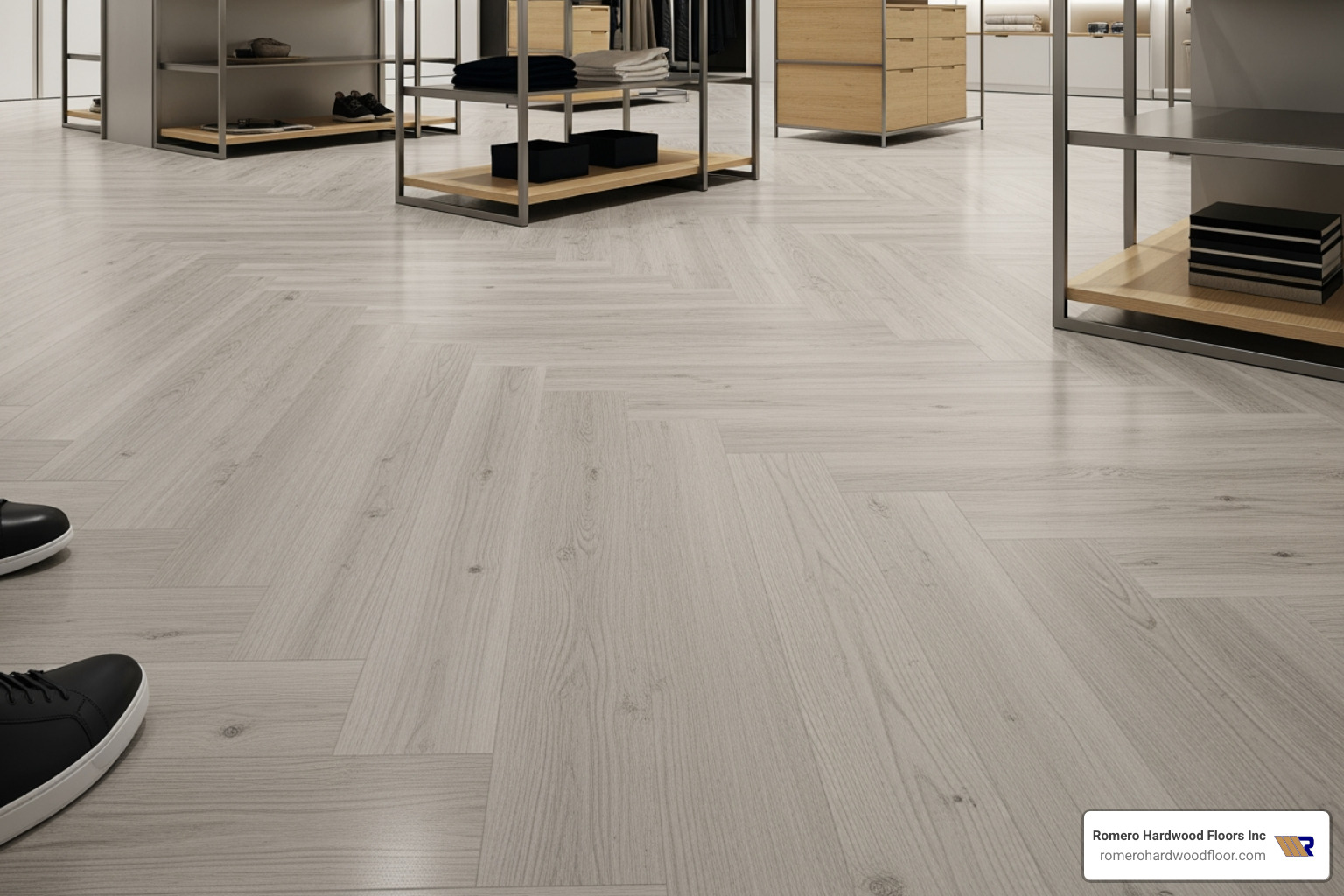 beautifully finished commercial floor in a local business - commercial floor installers near me