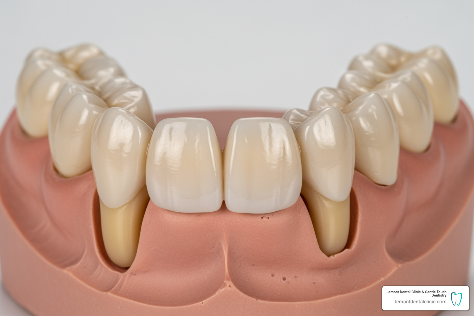 traditional dental bridge on a model - dental bridge vs implant