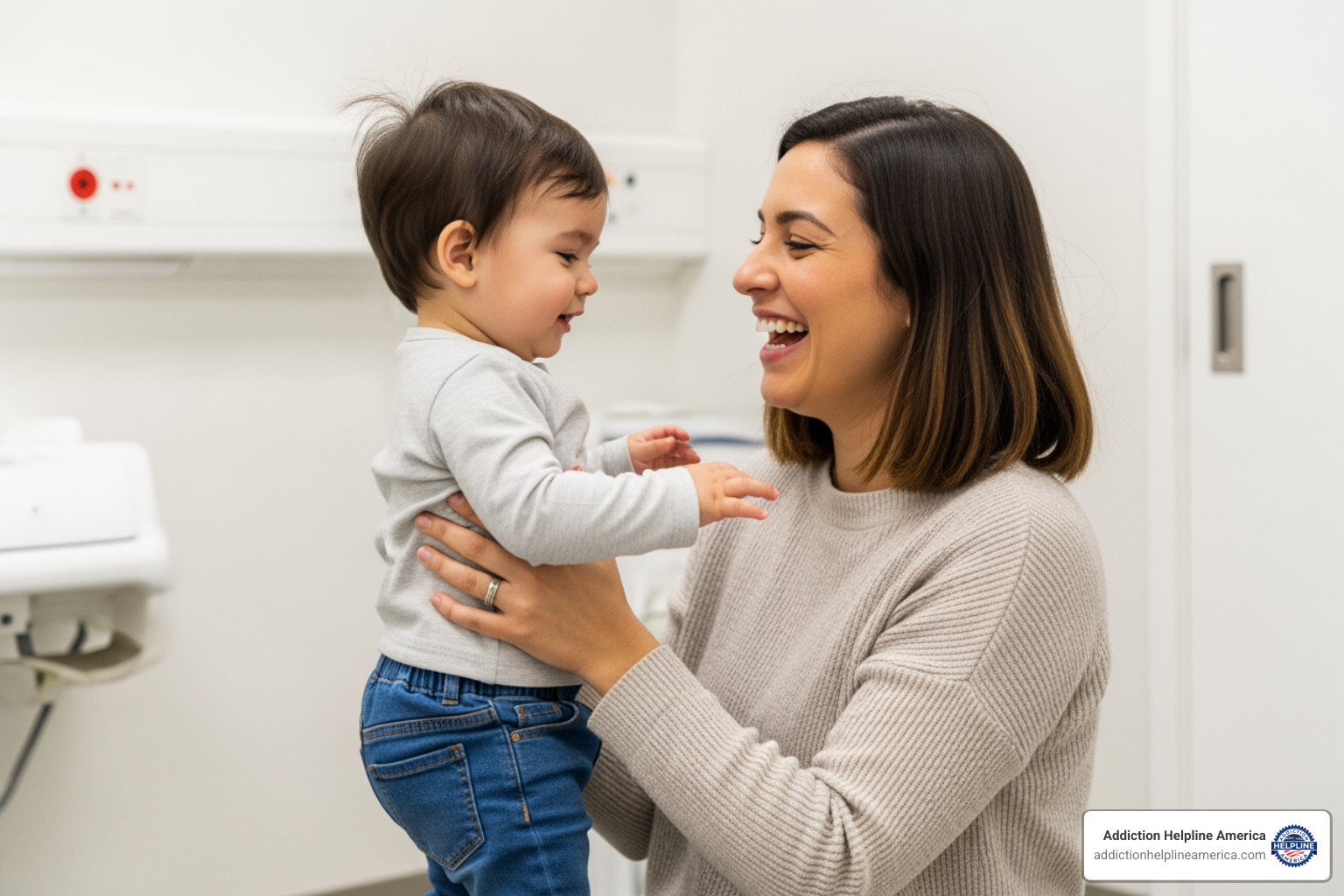 mother and child in a positive interaction at a specialized facility - residential treatment women