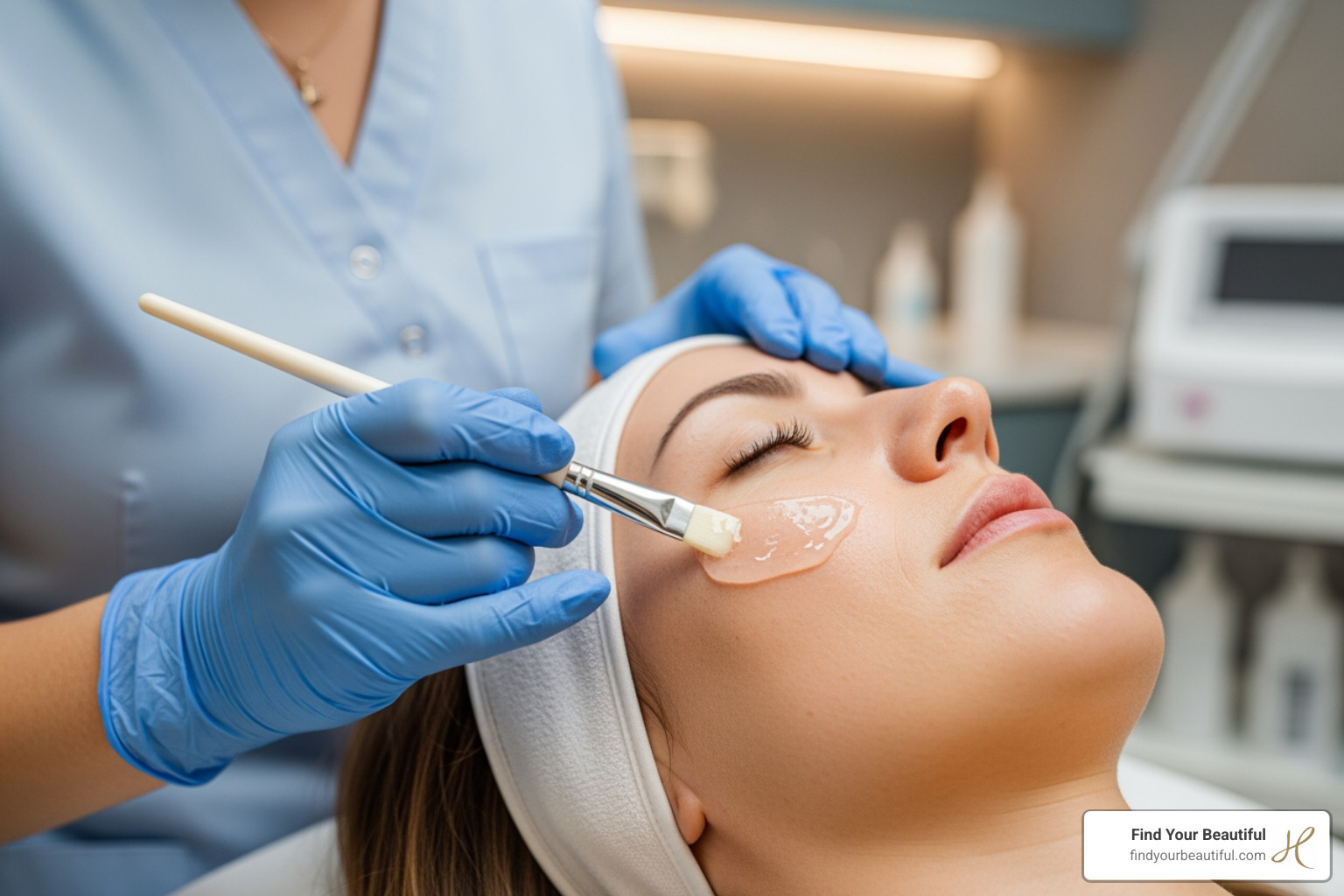 professional applying chemical peel - how often should you get a facial