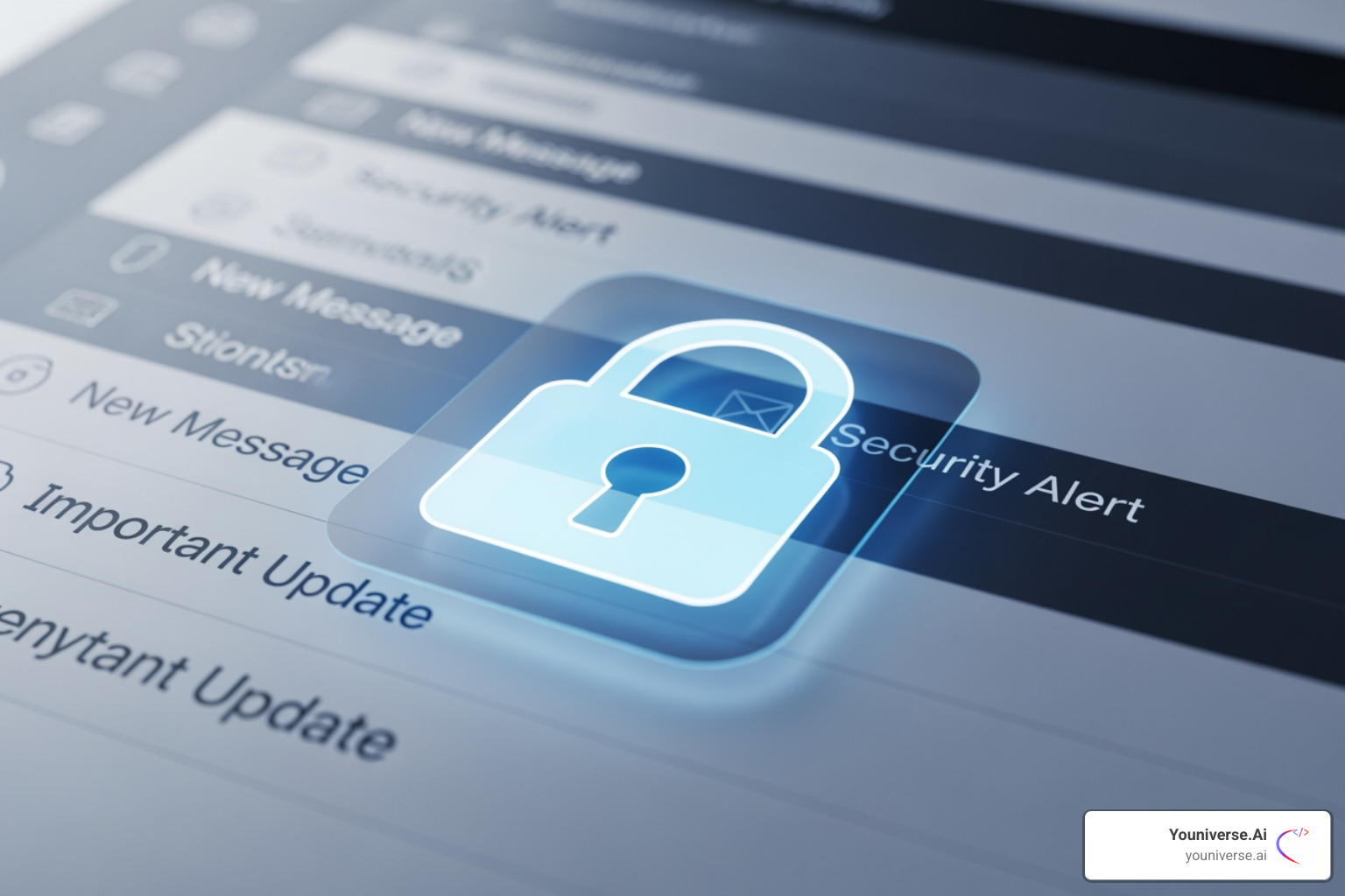 A digital lock overlaying an email inbox, symbolizing security - business email hosting A digital lock overlaying an email inbox, symbolizing security - business email hosting