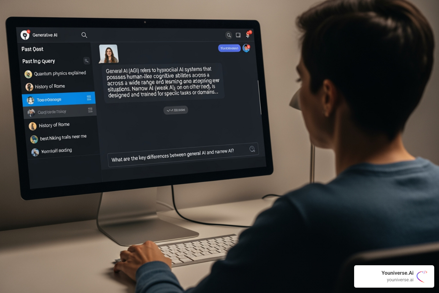 A user interacting with a generative AI search engine - AI website builder