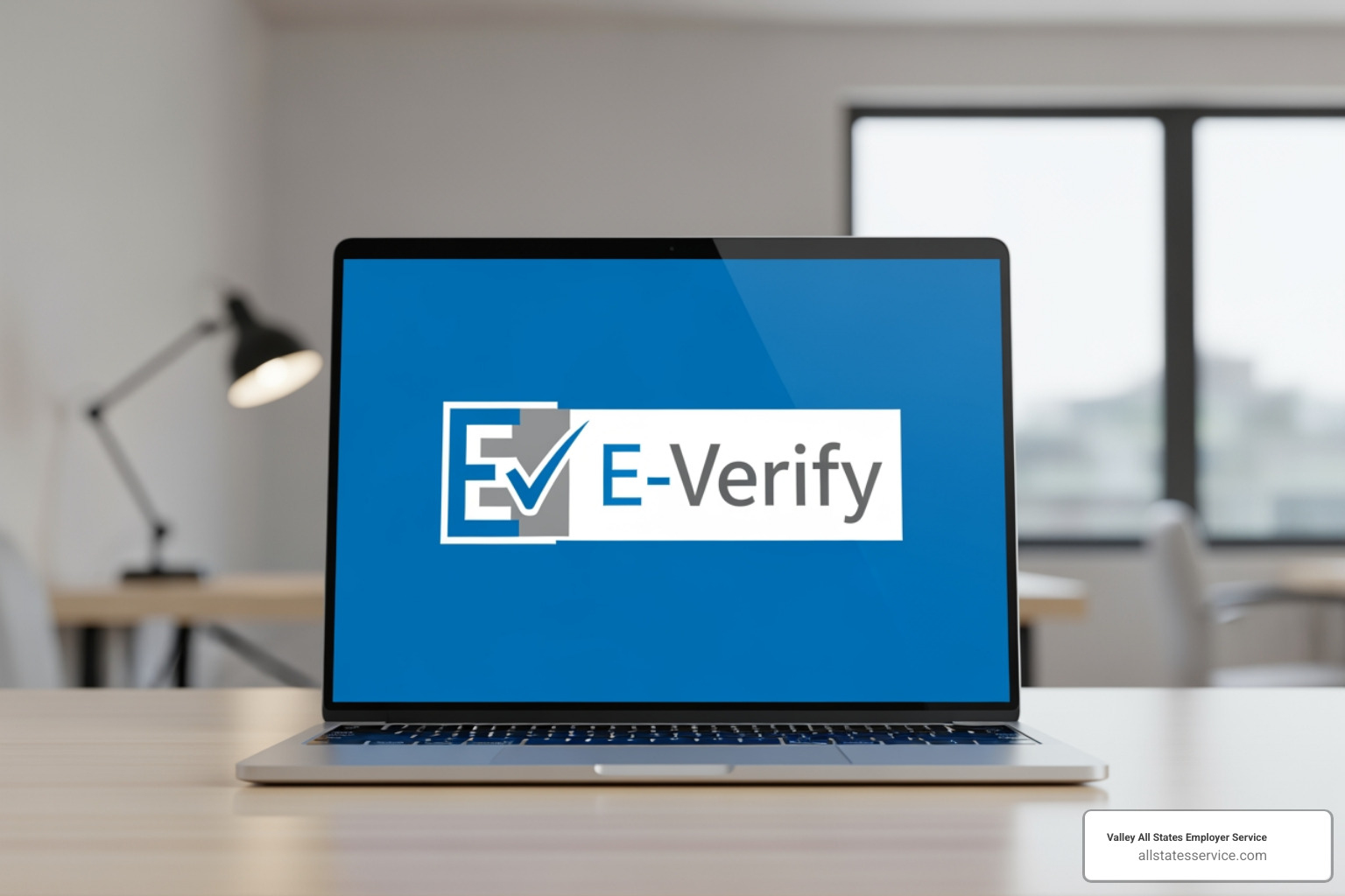 E-Verify logo on a computer screen - E-Verify vs I-9