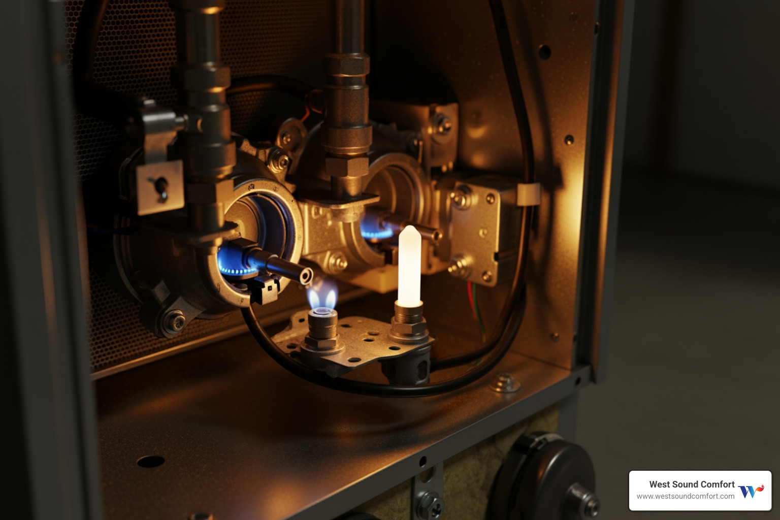 Furnace's internal components like the pilot light or ignitor assembly - furnace blowing cold air in tahuya, wa