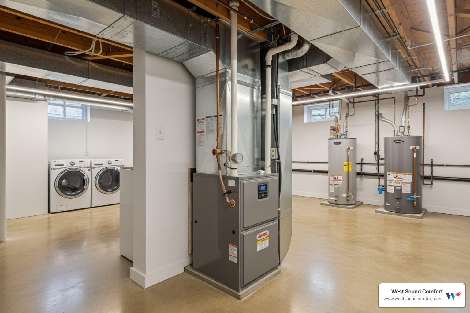 modern furnace unit in basement - furnace blowing cold air in bainbridge island, wa modern furnace unit in basement - furnace blowing cold air in bainbridge island, wa