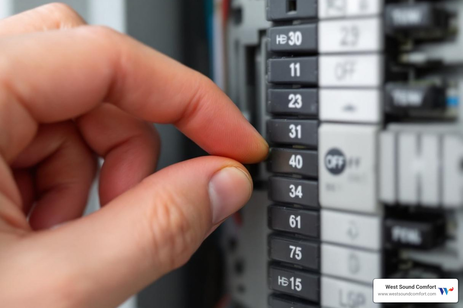 homeowner safely turning off the power to their HVAC unit - ductless mini-split leaking water in silverdale, wa