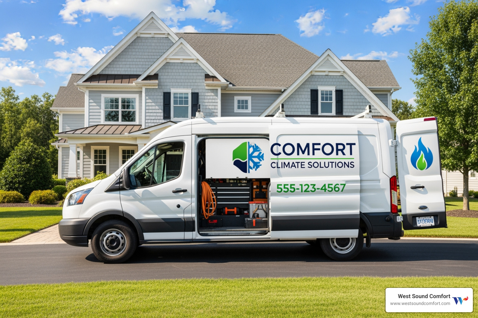 professional technician's service van with clear branding - 24 hour ductless mini-split service in kingston, wa professional technician's service van with clear branding - 24 hour ductless mini-split service in kingston, wa