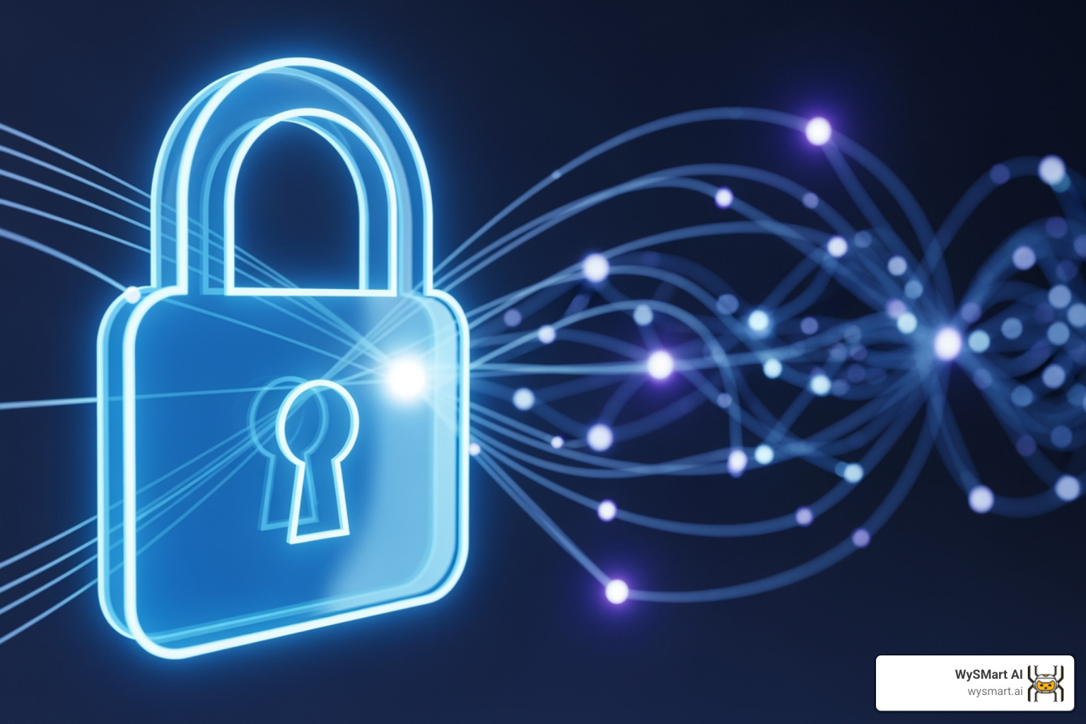 lock icon superimposed on a data network - AI driven financial planning