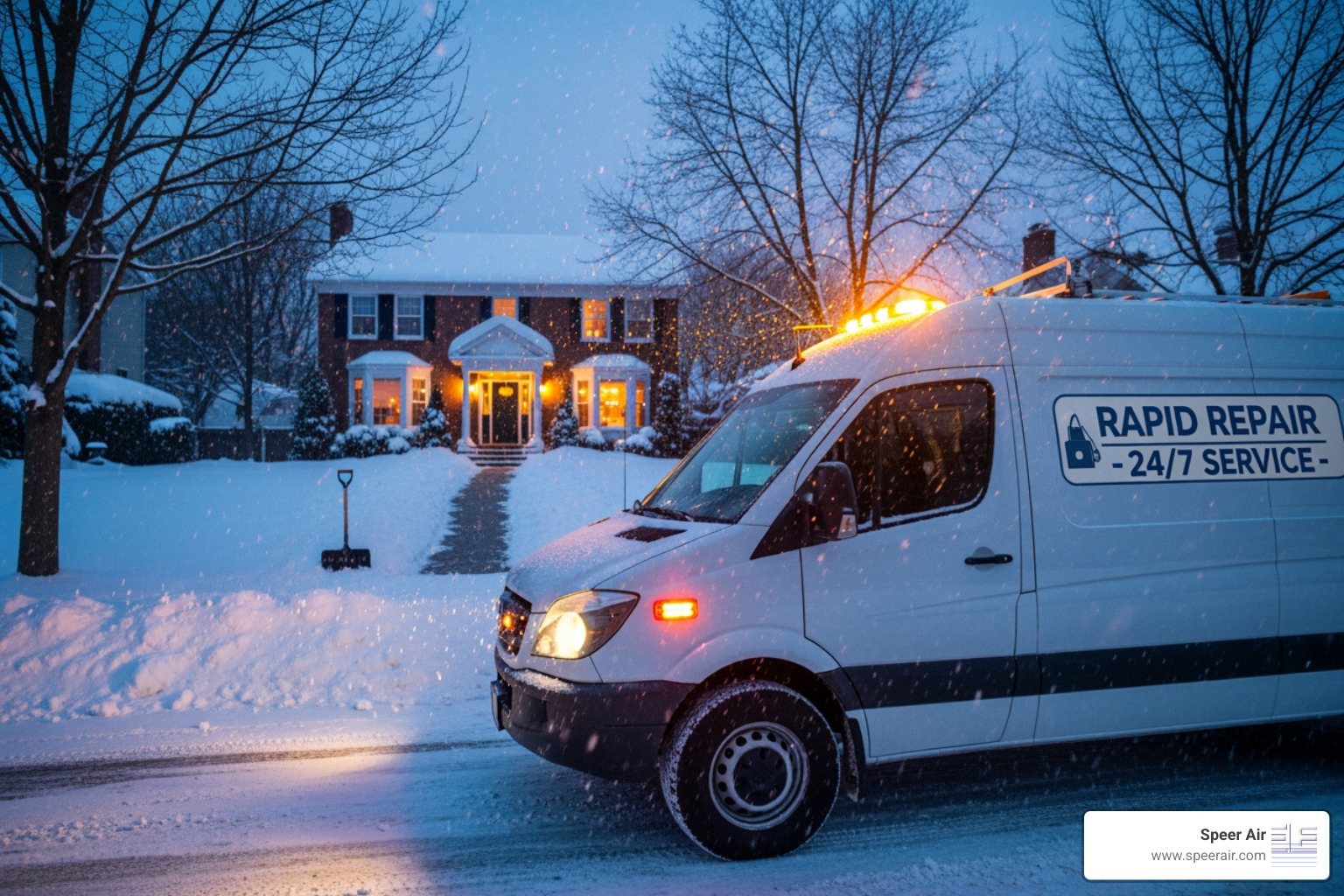 service van with "24/7 Emergency Service" on the side in a snowy setting - Find emergency boiler repair services available in northern NJ service van with "24/7 Emergency Service" on the side in a snowy setting - Find emergency boiler repair services available in northern NJ