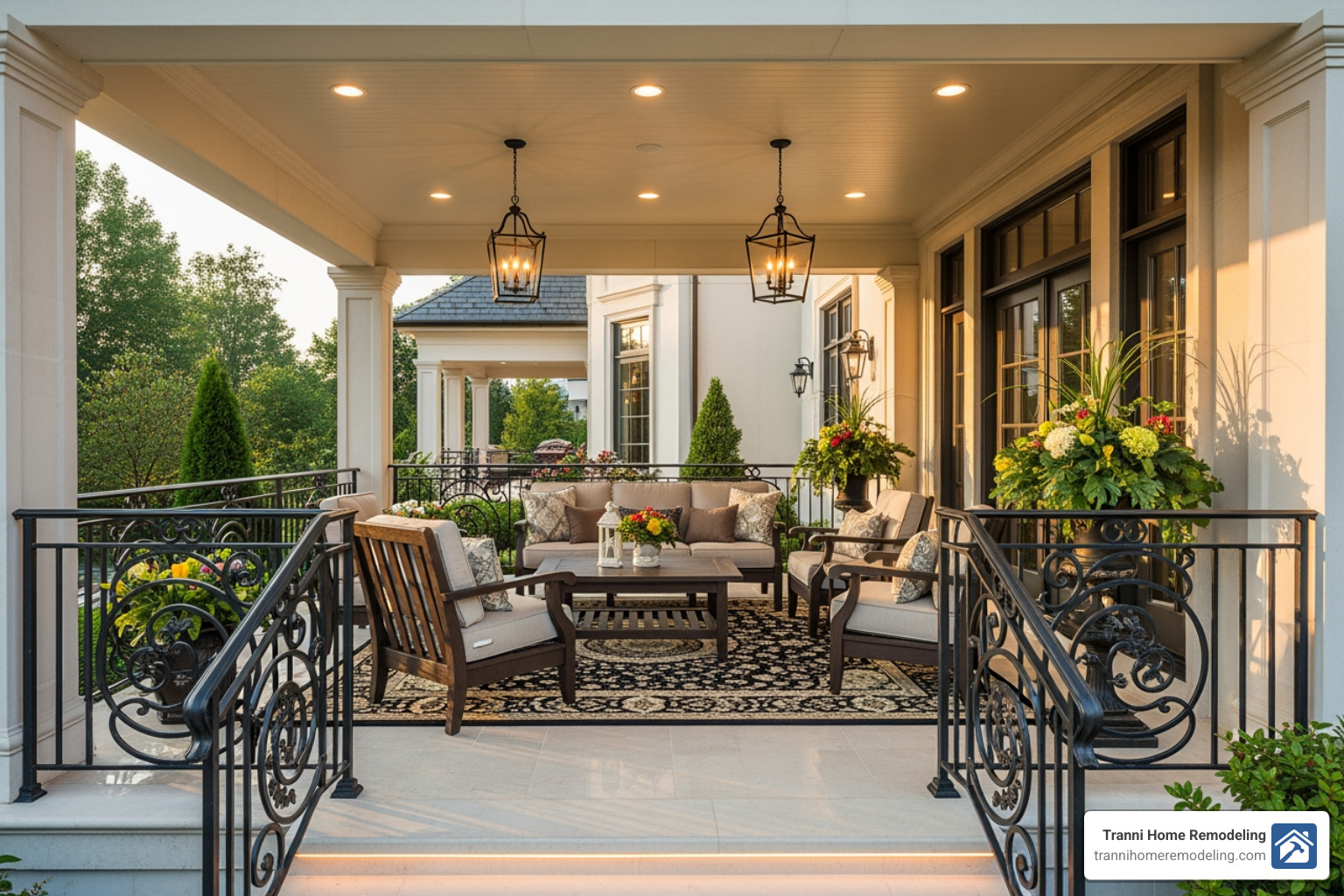 luxurious custom-built porch with high-end finishes - porch builders near me