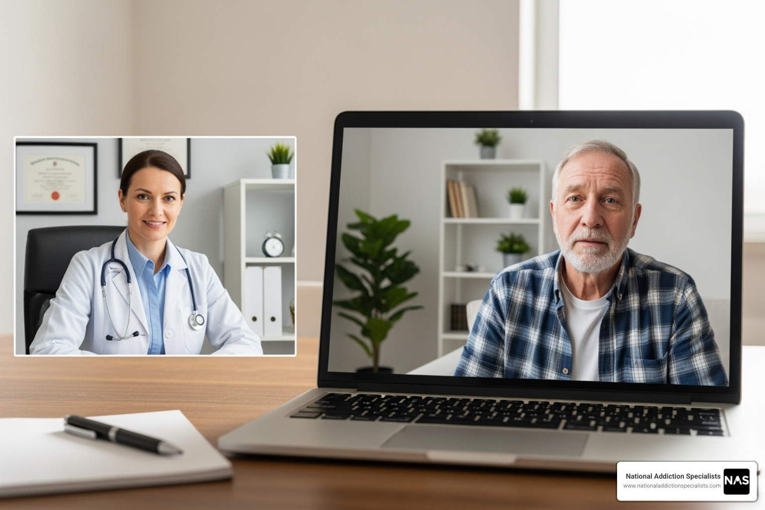 doctor consulting with a patient via telehealth on a laptop - can suboxone get you high