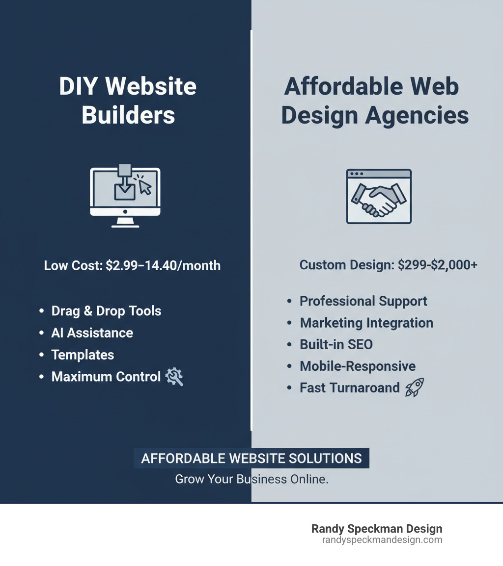 infographic comparing DIY website builders versus affordable web design agencies - affordable website companies infographic infographic comparing DIY website builders versus affordable web design agencies - affordable website companies infographic