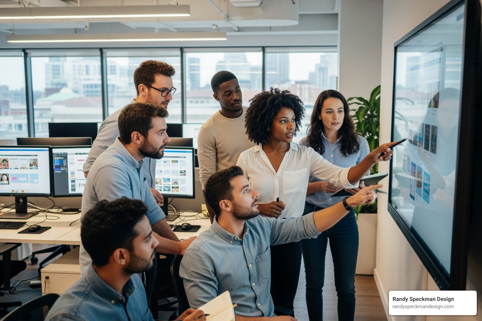 web design team collaborating on a website layout - affordable website companies web design team collaborating on a website layout - affordable website companies