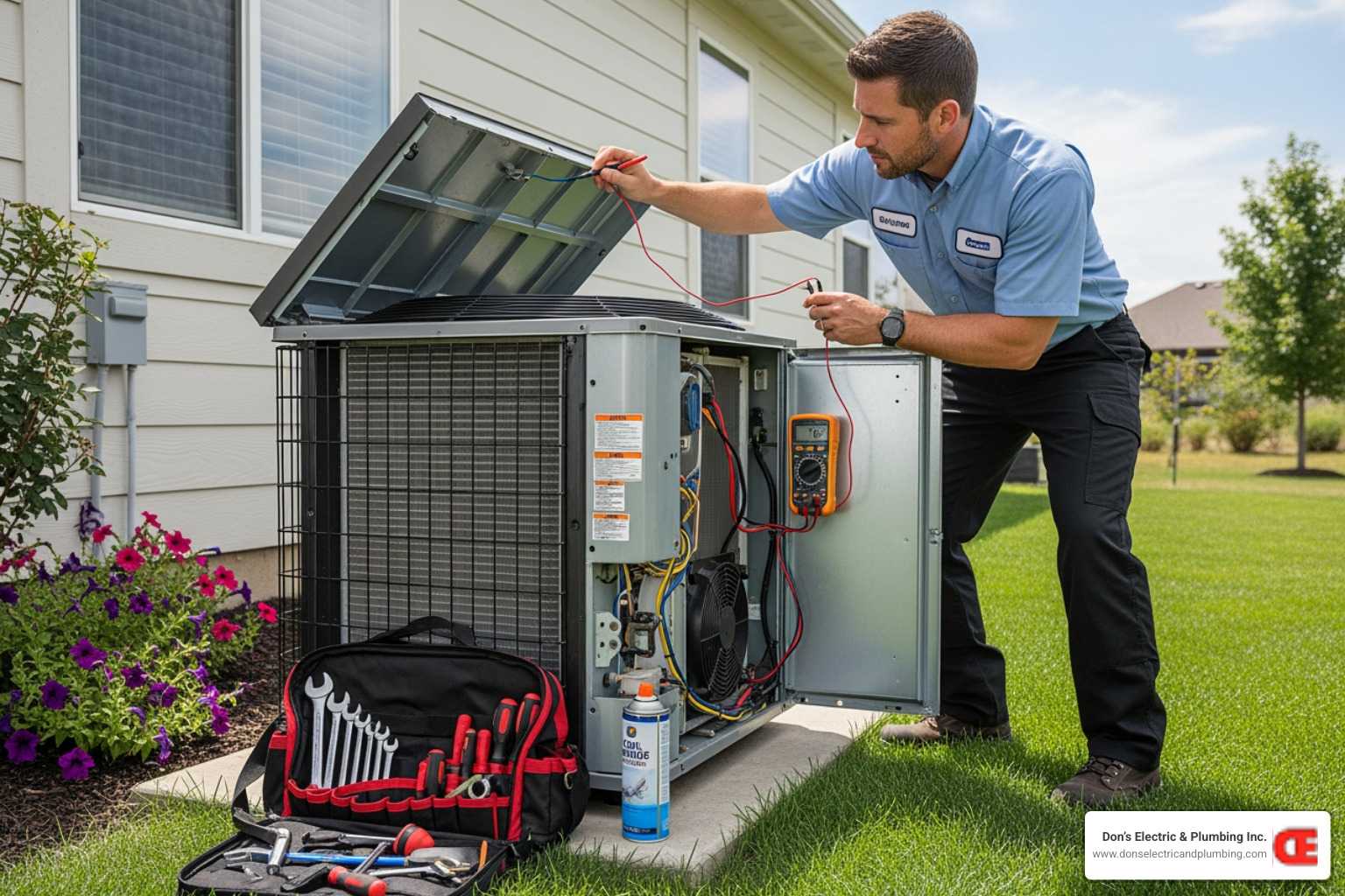 technician performing routine maintenance on an outdoor AC unit - ac emergency broadalbin technician performing routine maintenance on an outdoor AC unit - ac emergency broadalbin