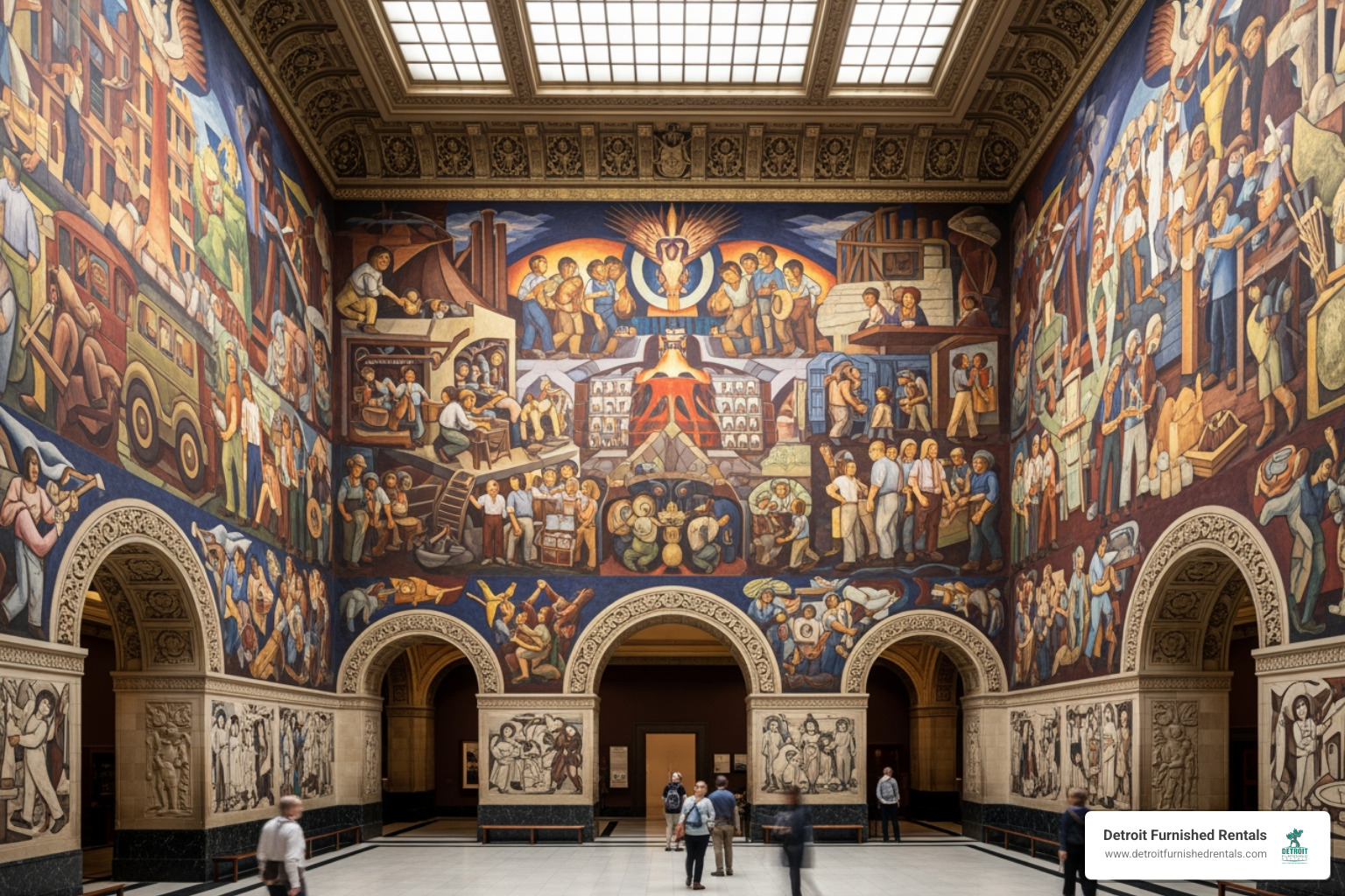 Diego Rivera's Detroit Industry Murals in Rivera Court - detroit art museum