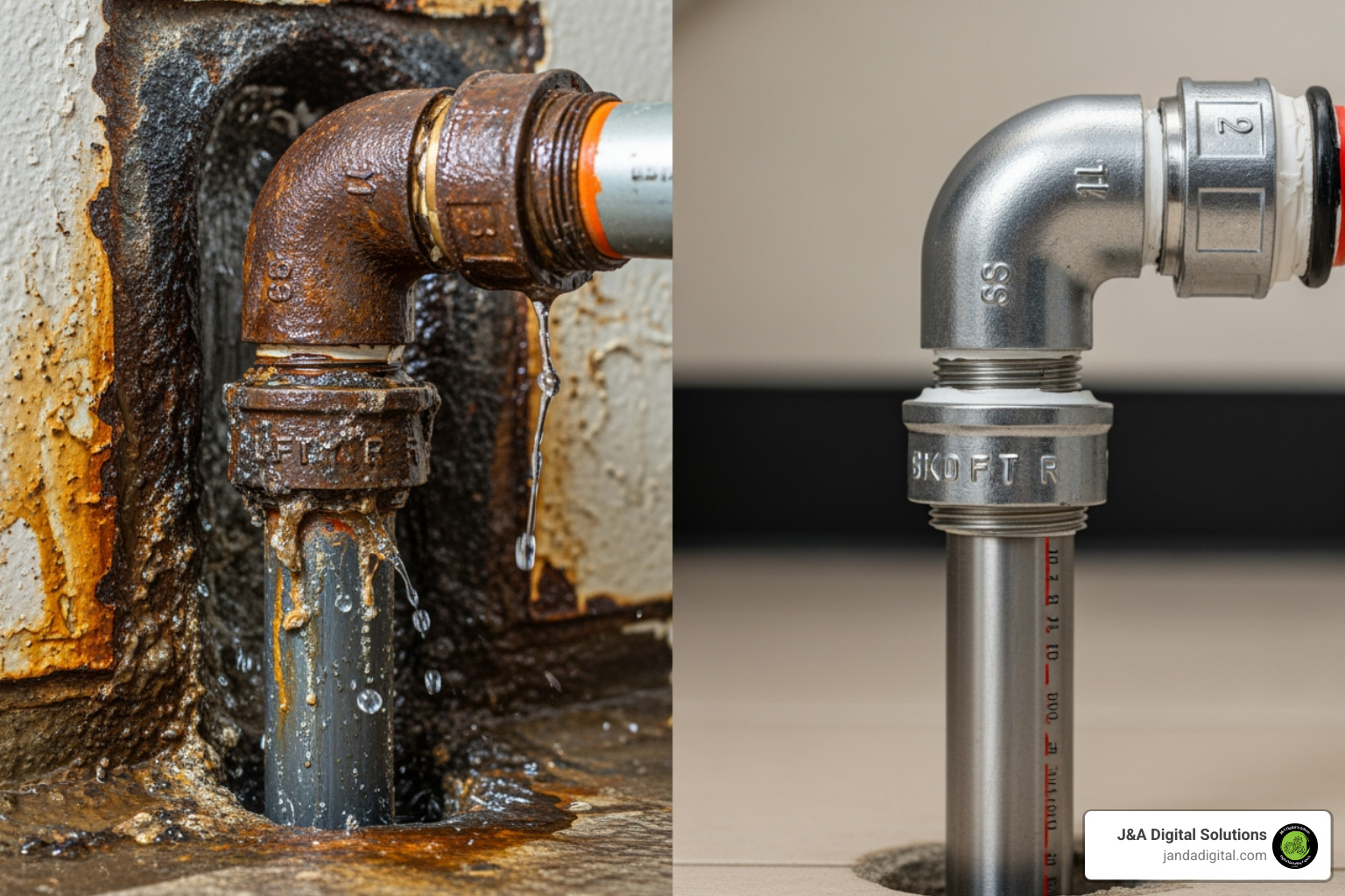 before and after plumbing job posted on social media - social media marketing for plumbers