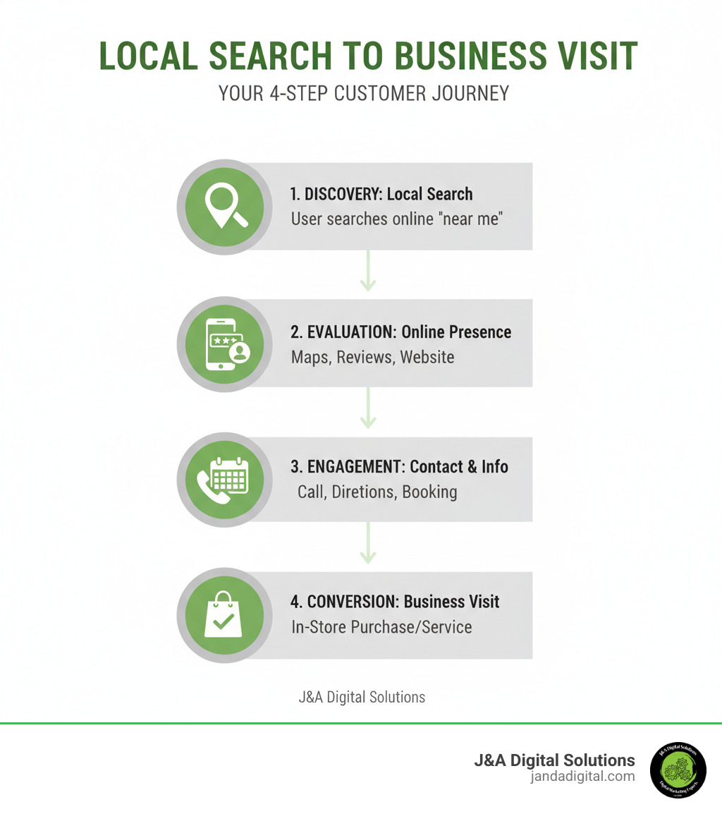 infographic showing the customer journey from local search to business visit - online marketing local infographic 