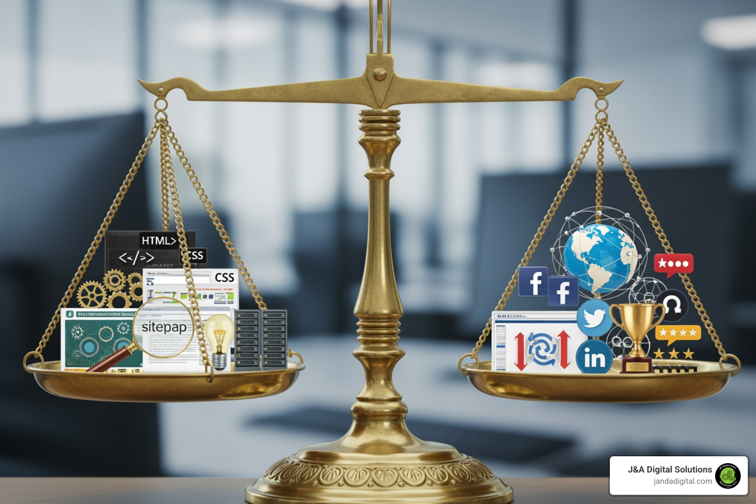 a scale balancing on-page and off-page SEO - off page seo insights