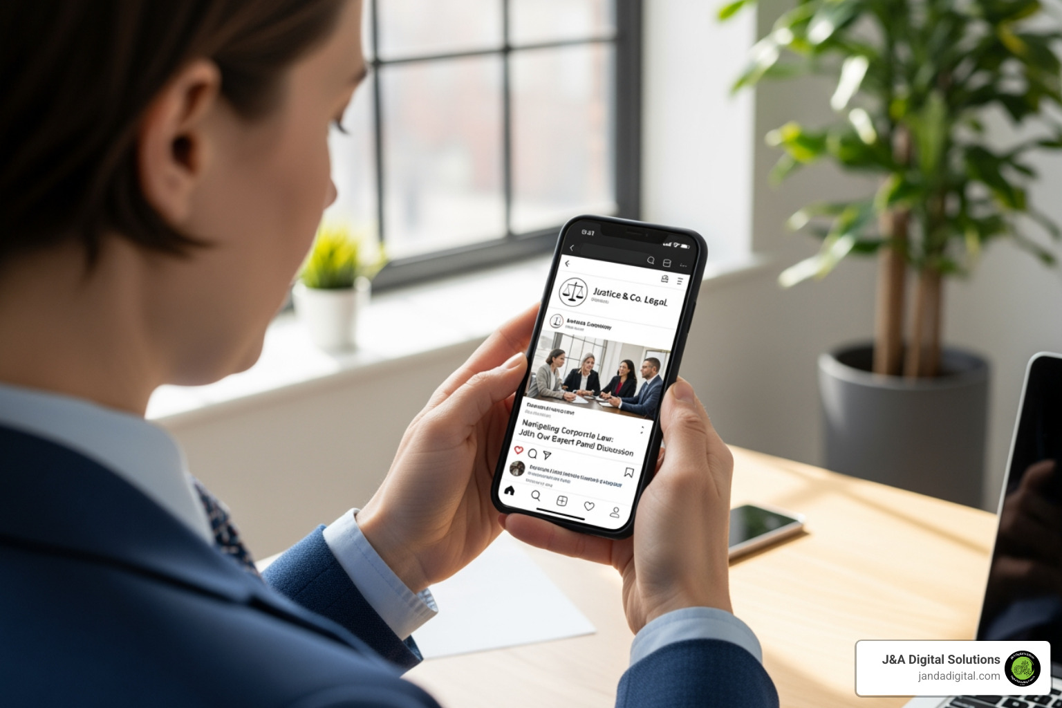 person looking at law firm social media on phone - family law lead generation near me person looking at law firm social media on phone - family law lead generation near me