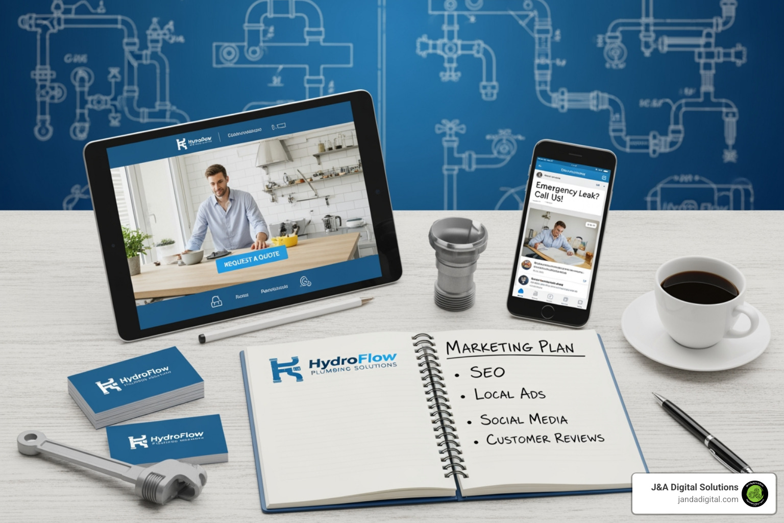 5-star review on a smartphone screen - plumbing marketing plan
