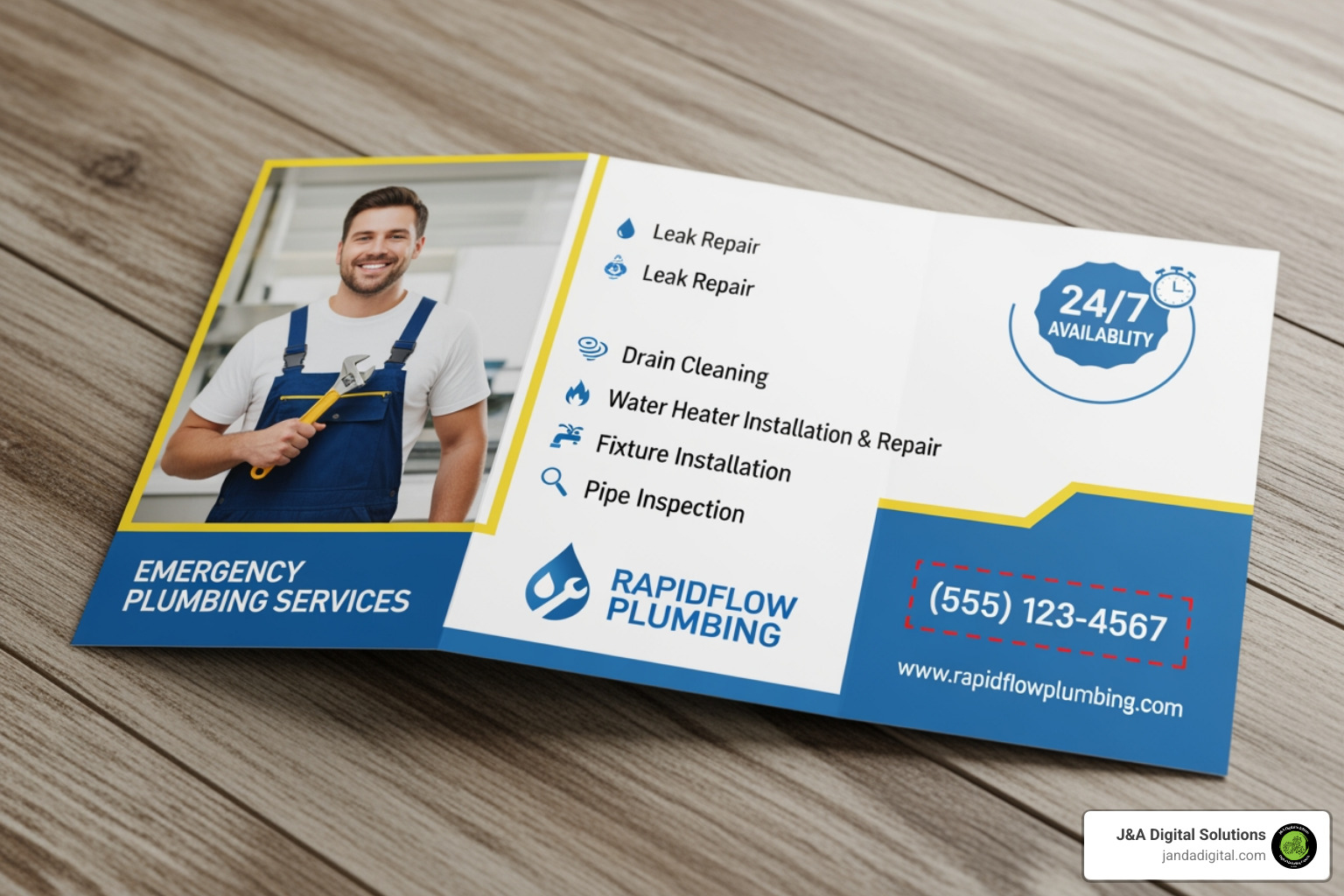 plumbing leaflet with highlighted sections - advertising ideas plumbing leaflet