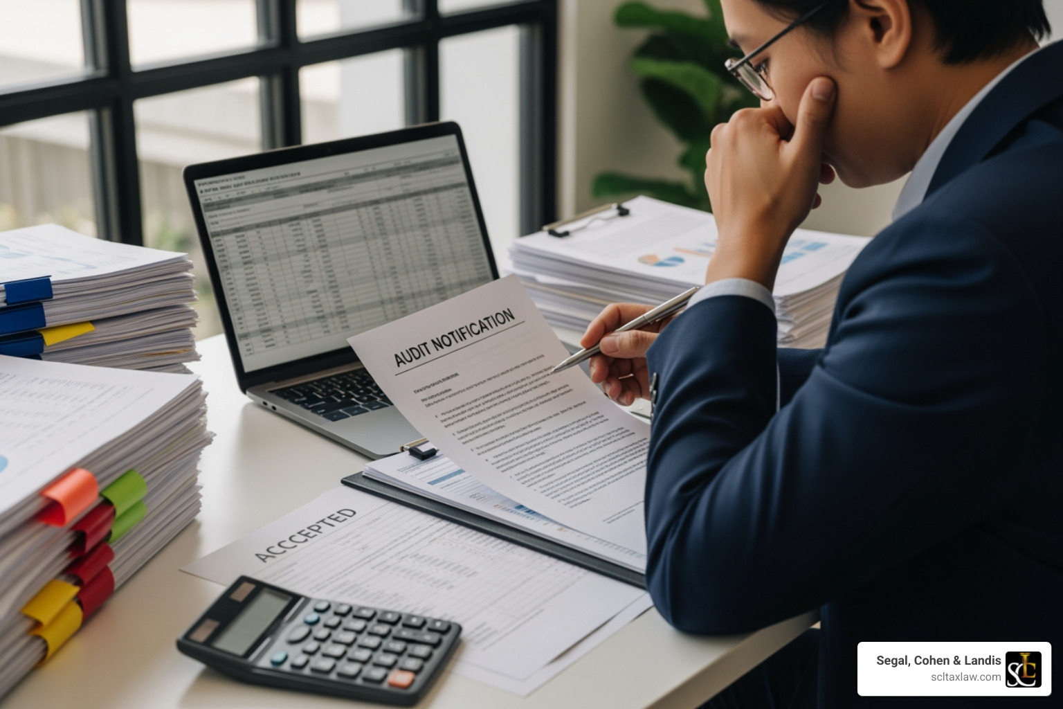 magnifying glass over a tax form highlighting a deduction - audit after tax return accepted