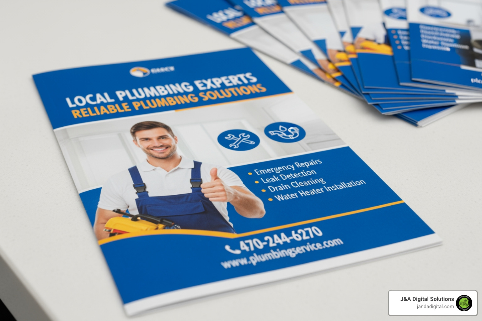cluttered vs clean leaflet - advertising ideas plumbing leaflet