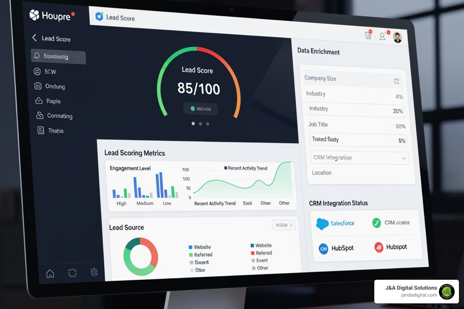 software dashboard showcasing lead scoring and data enrichment - ai b2b lead generation near me