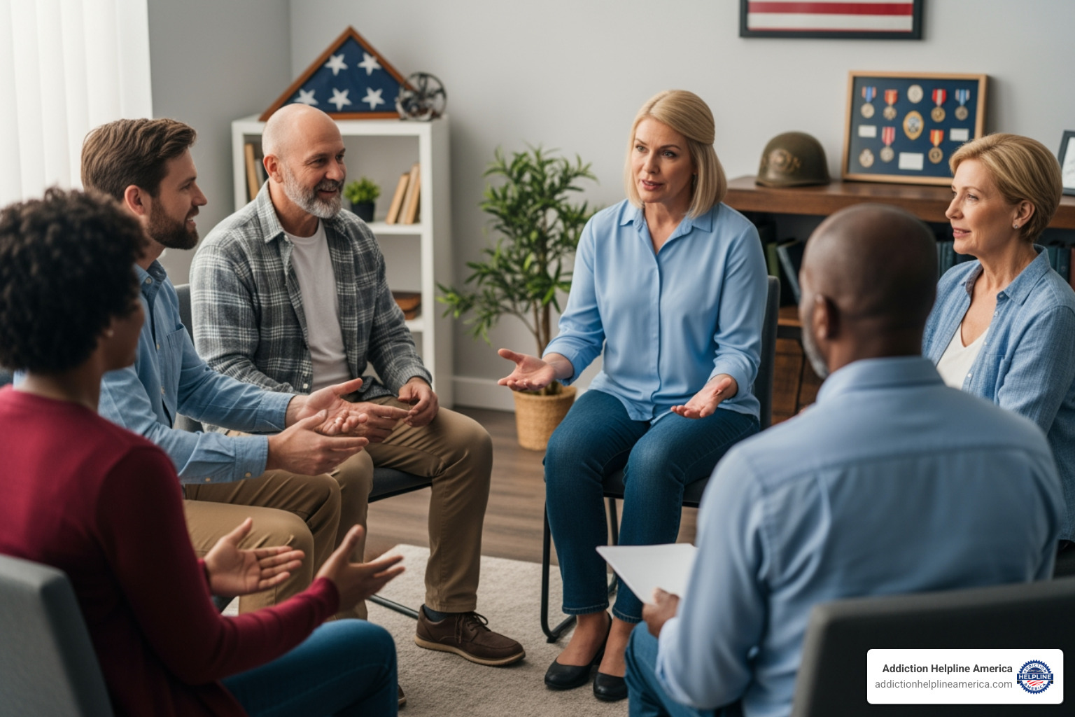 Group therapy session for veterans - drug treatment in tennessee Group therapy session for veterans - drug treatment in tennessee