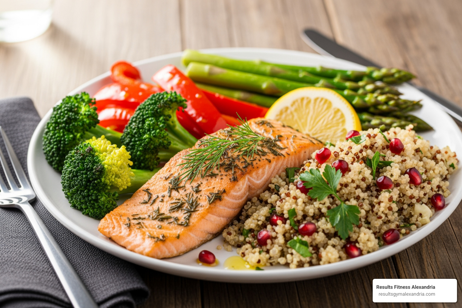 healthy and colorful meal with vegetables, protein, and grains - Weight loss programs