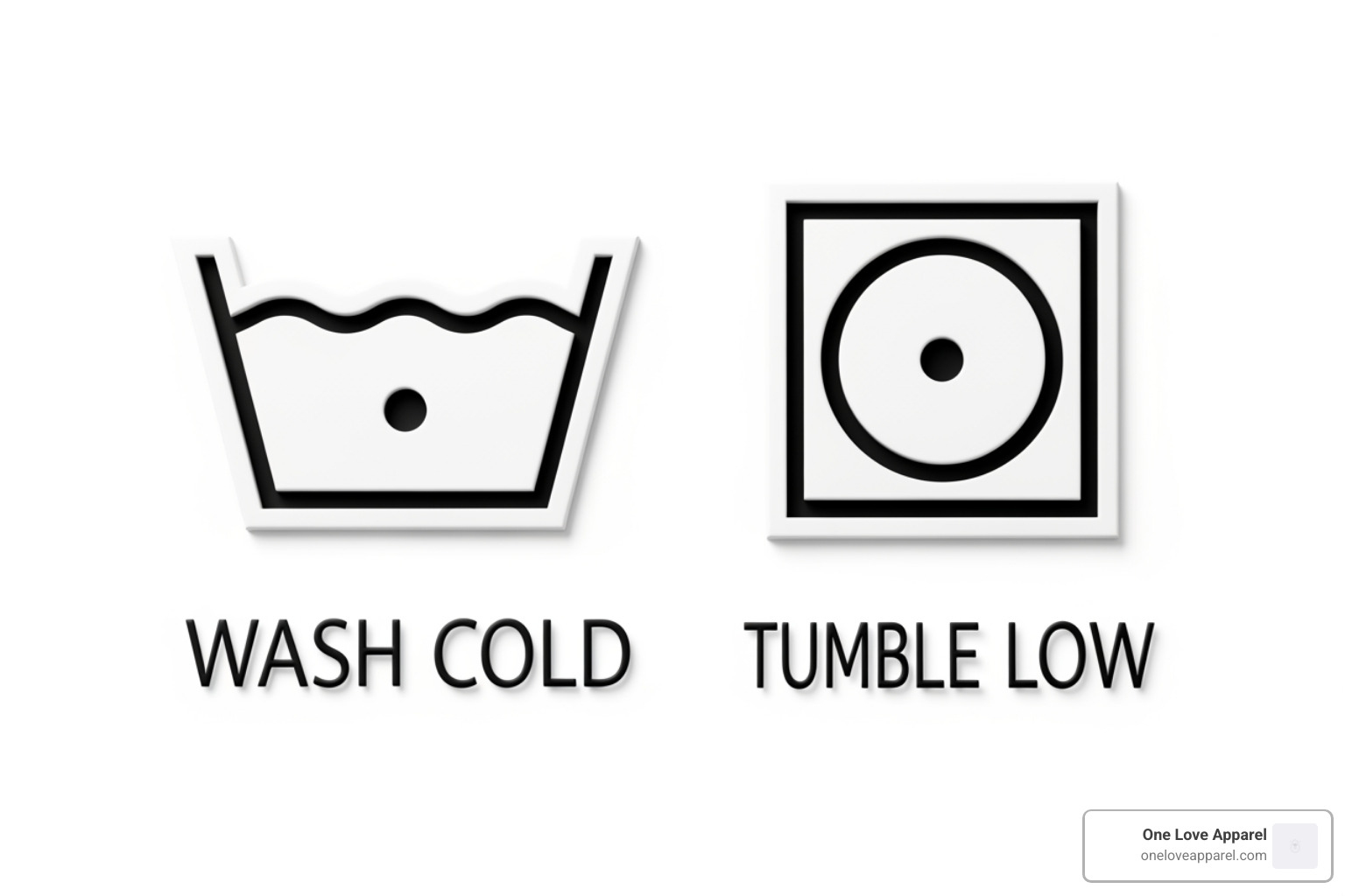 laundry care symbols wash cold, tumble dry low - combed ringspun cotton