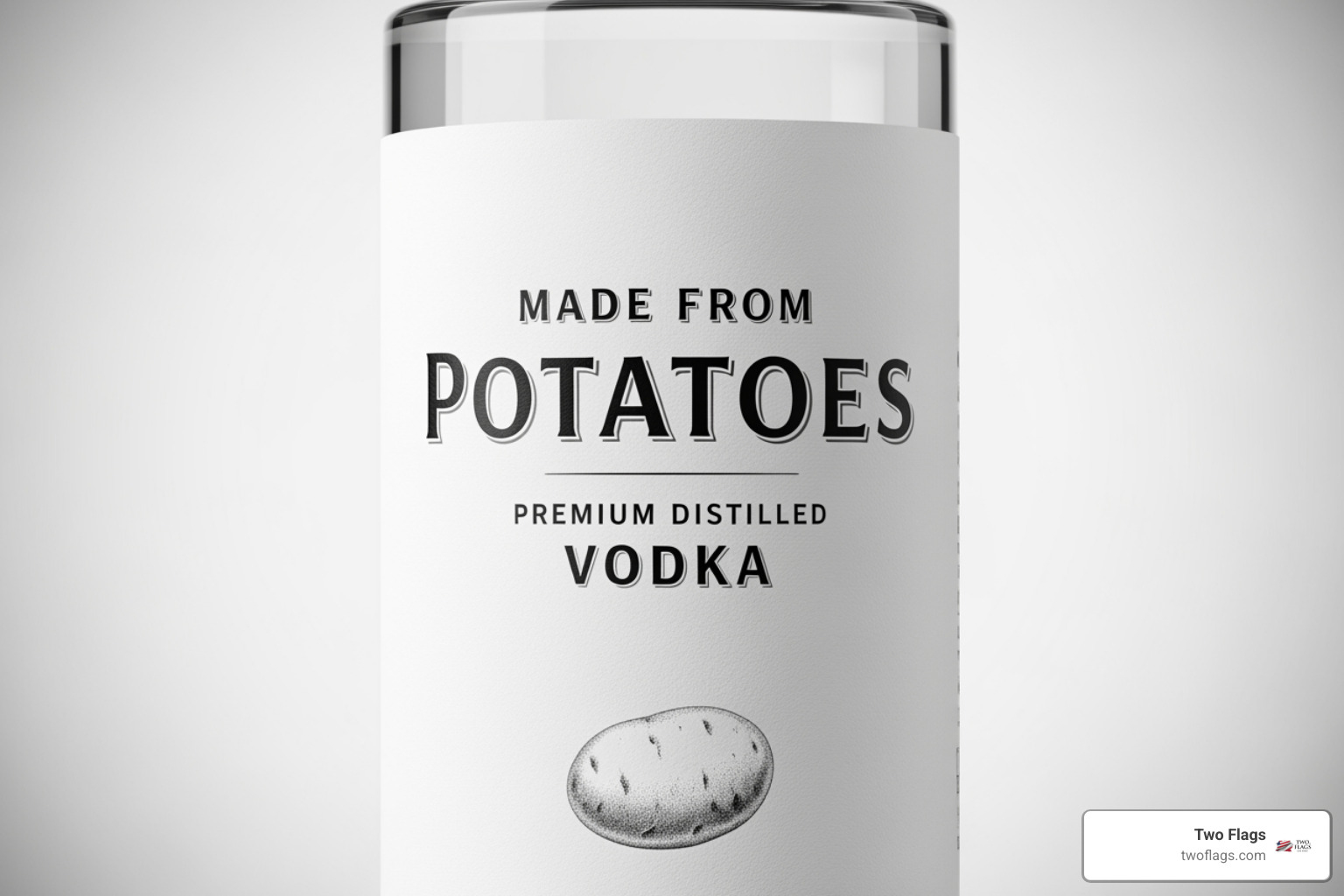 vodka bottle label with "Made from Potatoes" clearly visible - grain free vodka