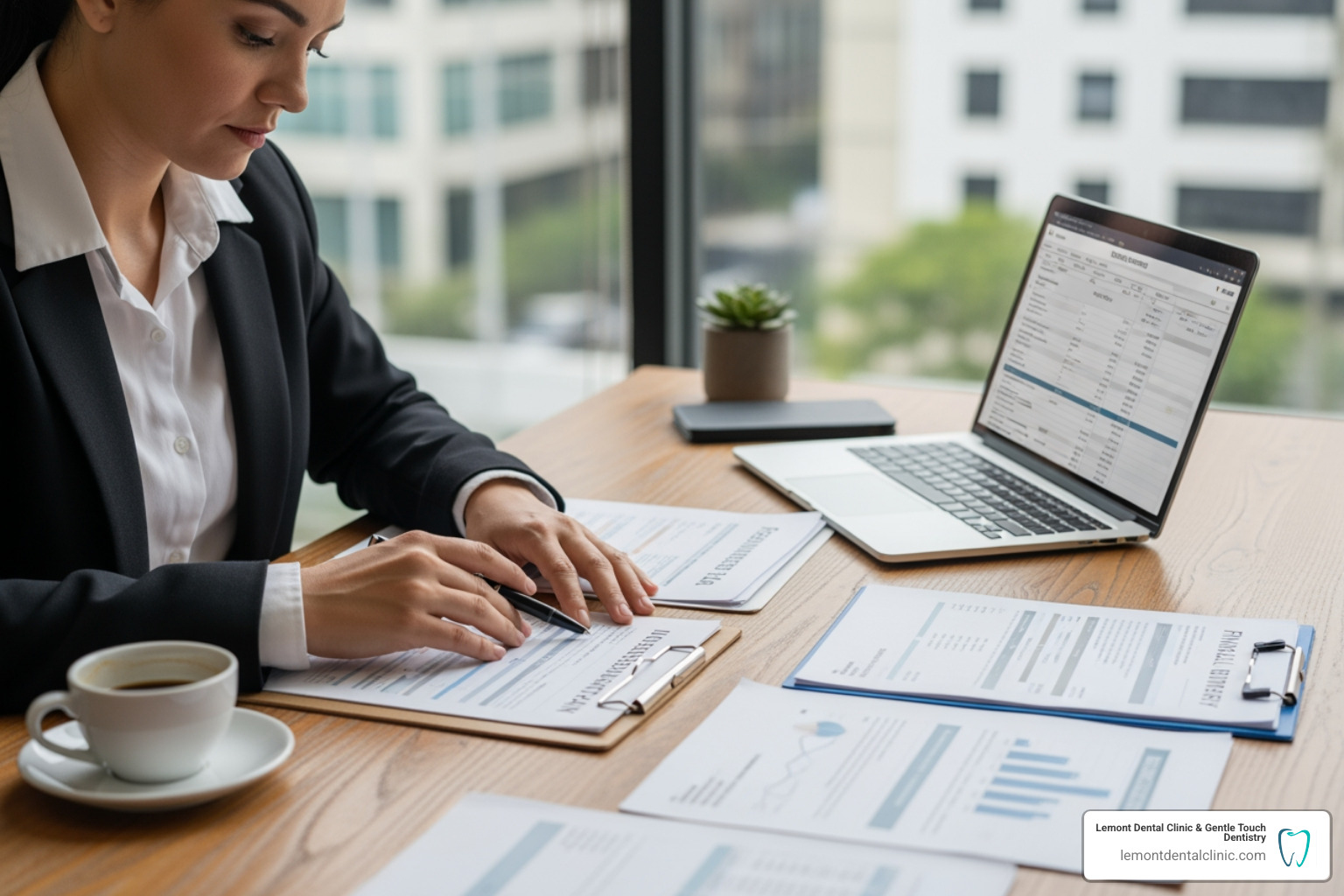 Person reviewing a dental insurance plan - Dental Services Person reviewing a dental insurance plan - Dental Services