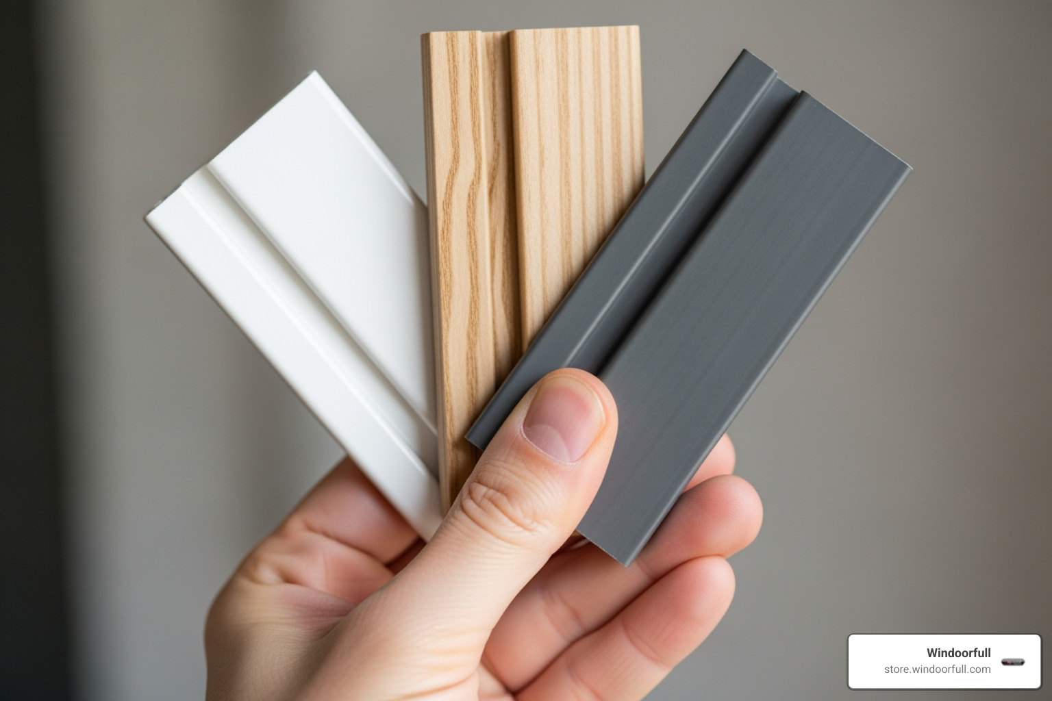 hand holding samples of different window frame materials - custom windows and doors ozone park hand holding samples of different window frame materials - custom windows and doors ozone park