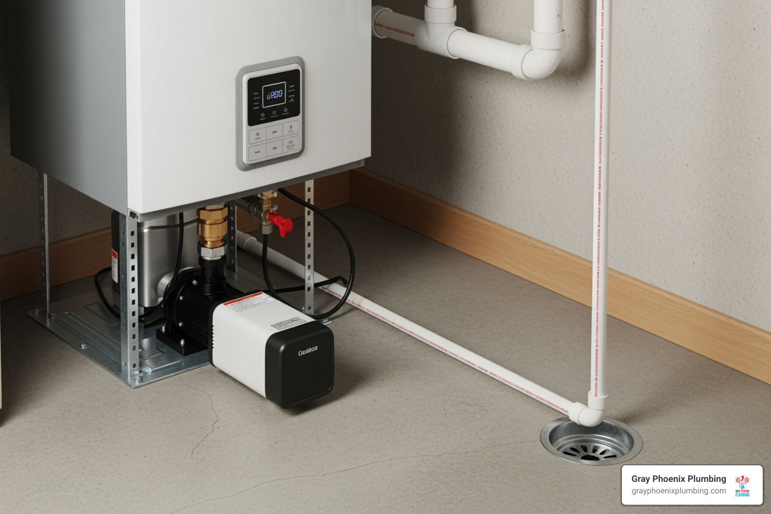 condensate pump and drain line - hybrid water heater installation condensate pump and drain line - hybrid water heater installation