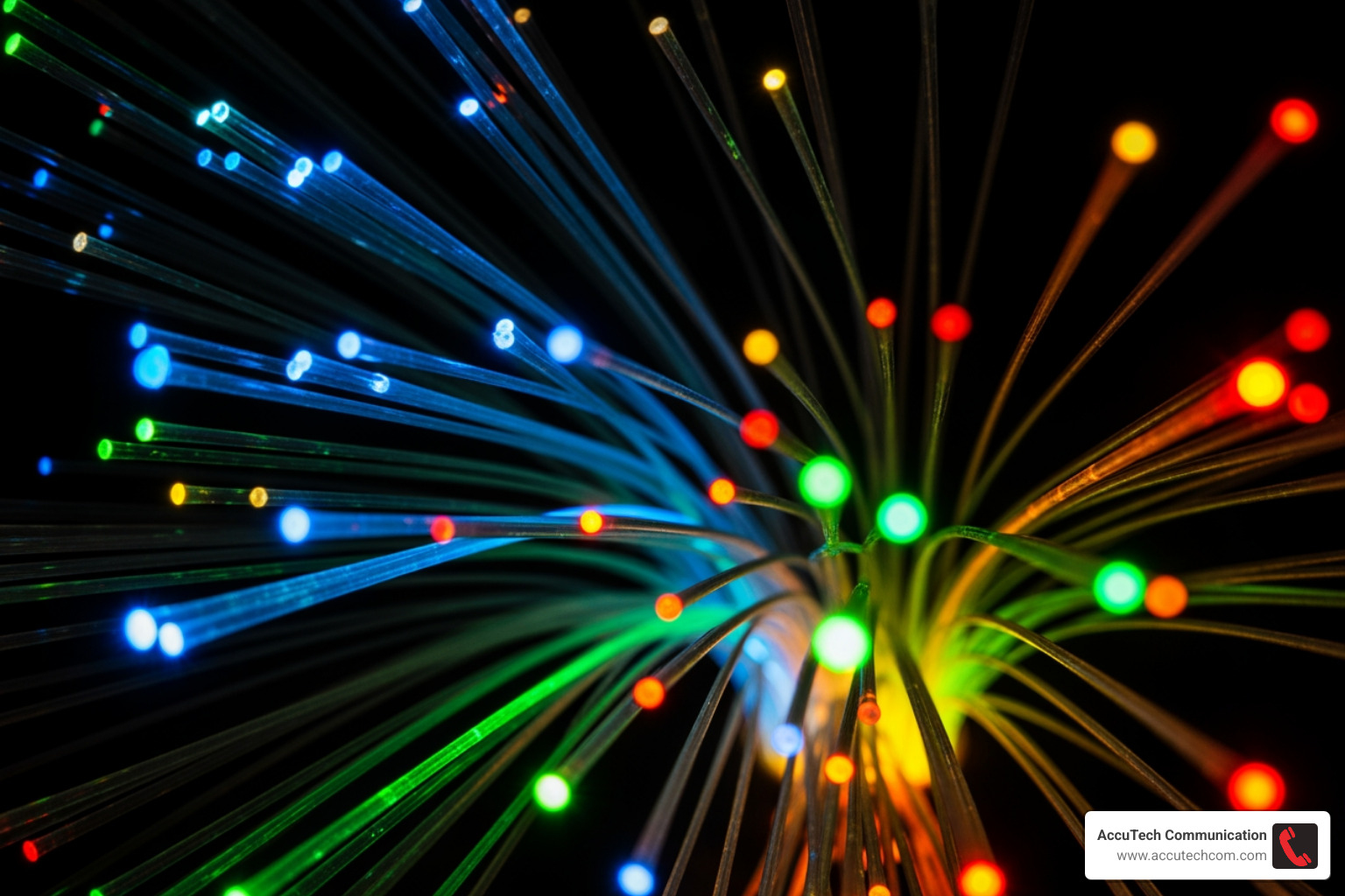 glowing fiber optic strands - communication services glowing fiber optic strands - communication services