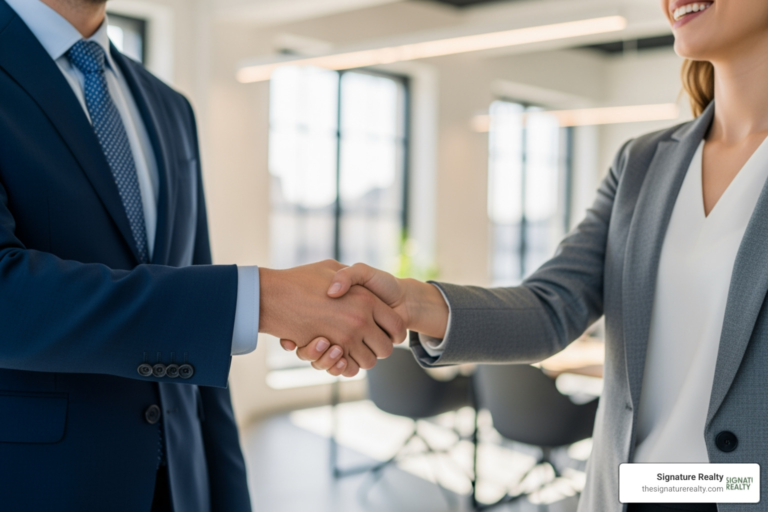 Signature Realty team logo or handshake - virtual office setup Signature Realty team logo or handshake - virtual office setup