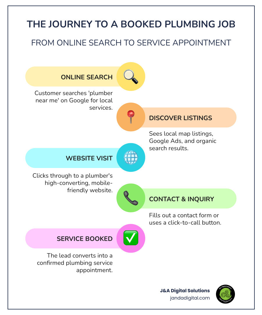 Infographic showing the customer journey from searching 